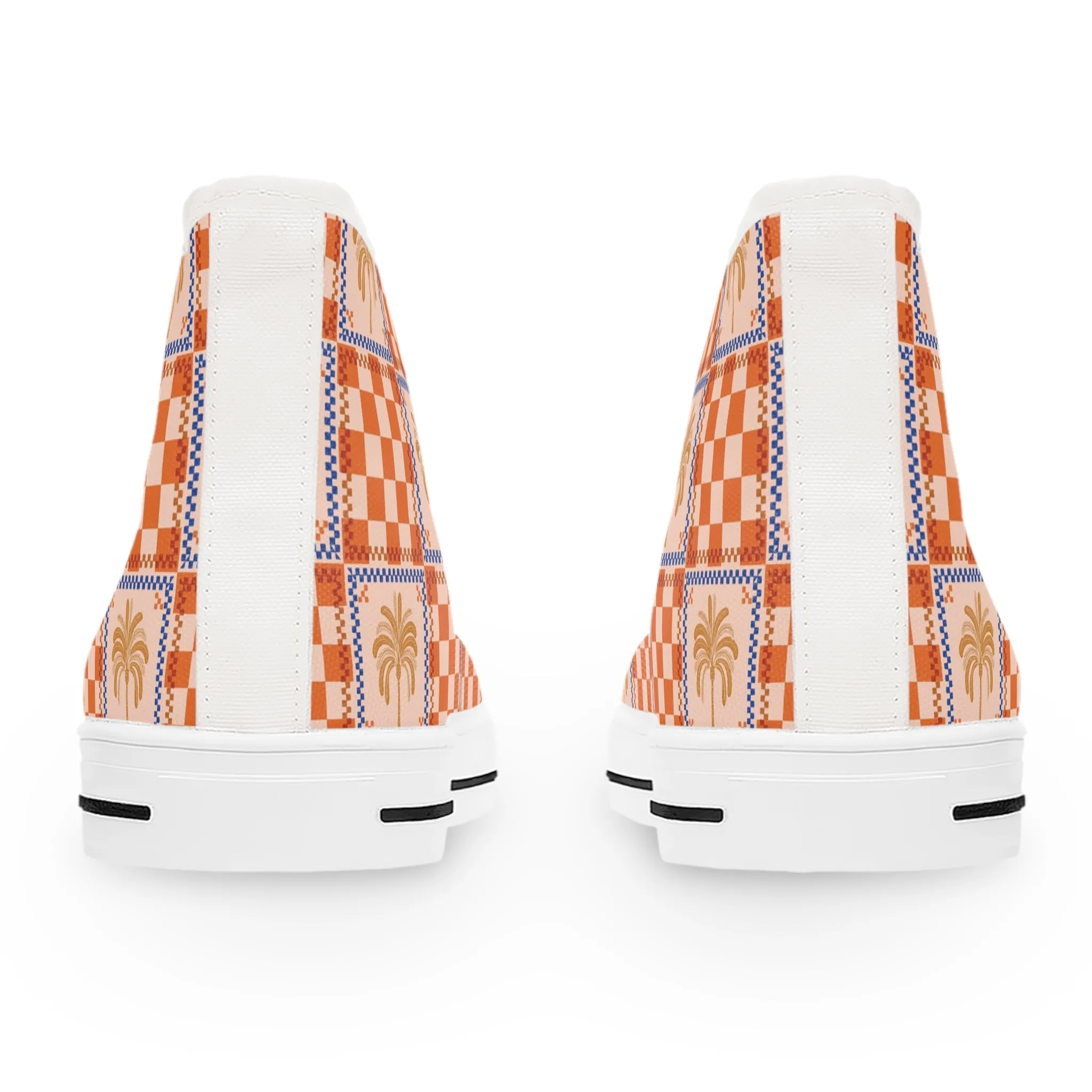 Checkered Palm Trees Women's High Top Sneakers