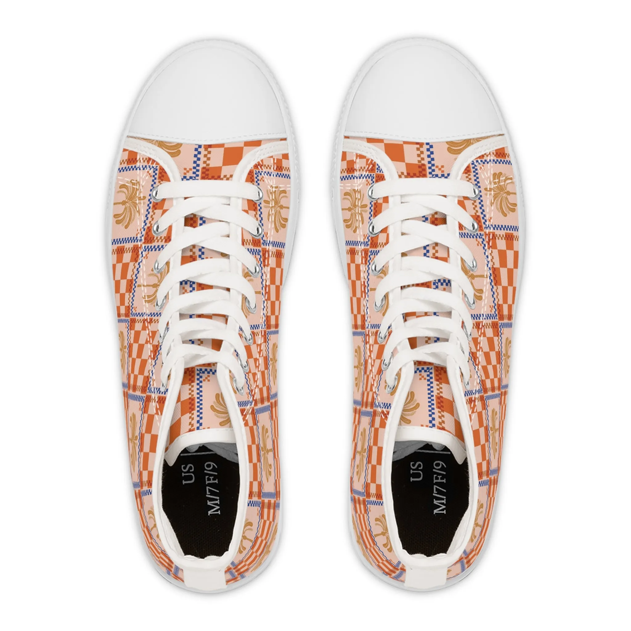 Checkered Palm Trees Women's High Top Sneakers