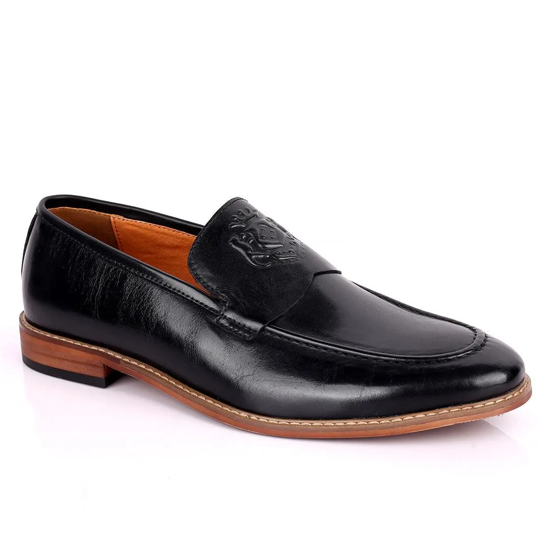 CK Exquisite Logo Designed Black Leather Shoe