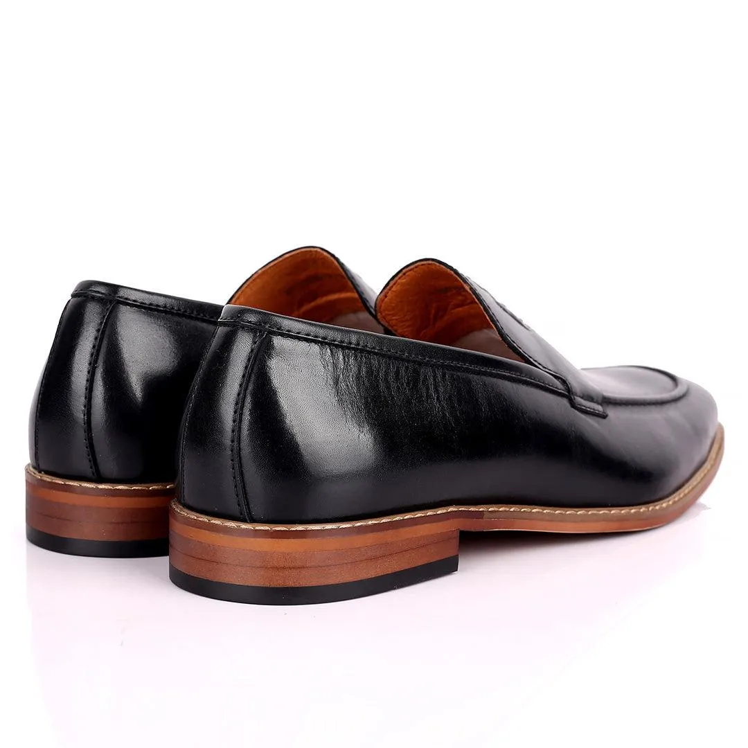 CK Exquisite Logo Designed Black Leather Shoe