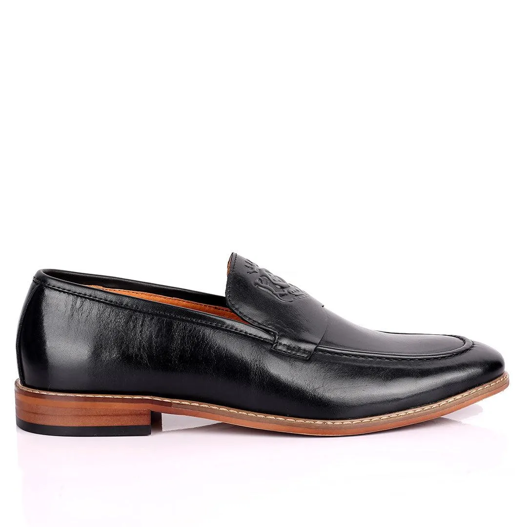 CK Exquisite Logo Designed Black Leather Shoe