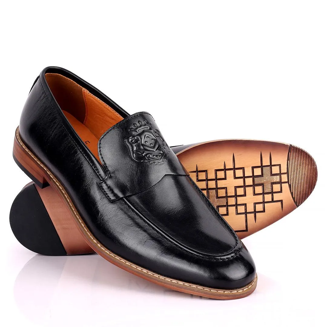 CK Exquisite Logo Designed Black Leather Shoe