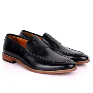 CK Exquisite Logo Designed Black Leather Shoe