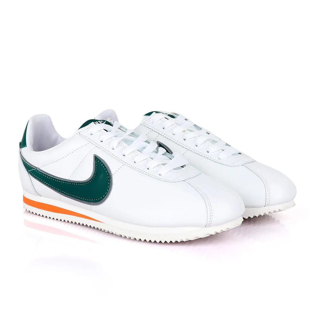 Classic Nk Cortez Hawkins Prem  White and Green Sneakers