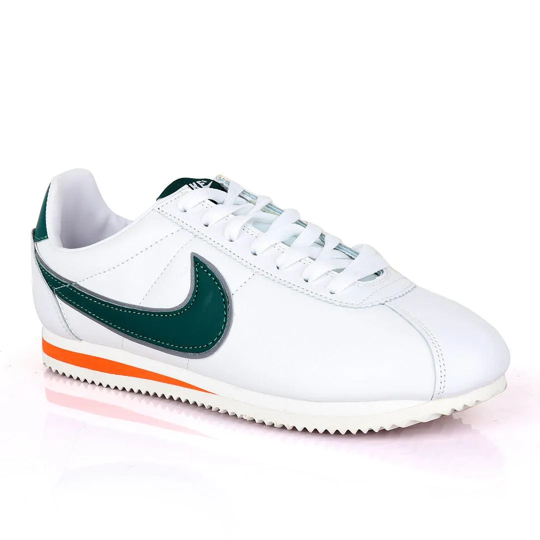 Classic Nk Cortez Hawkins Prem  White and Green Sneakers