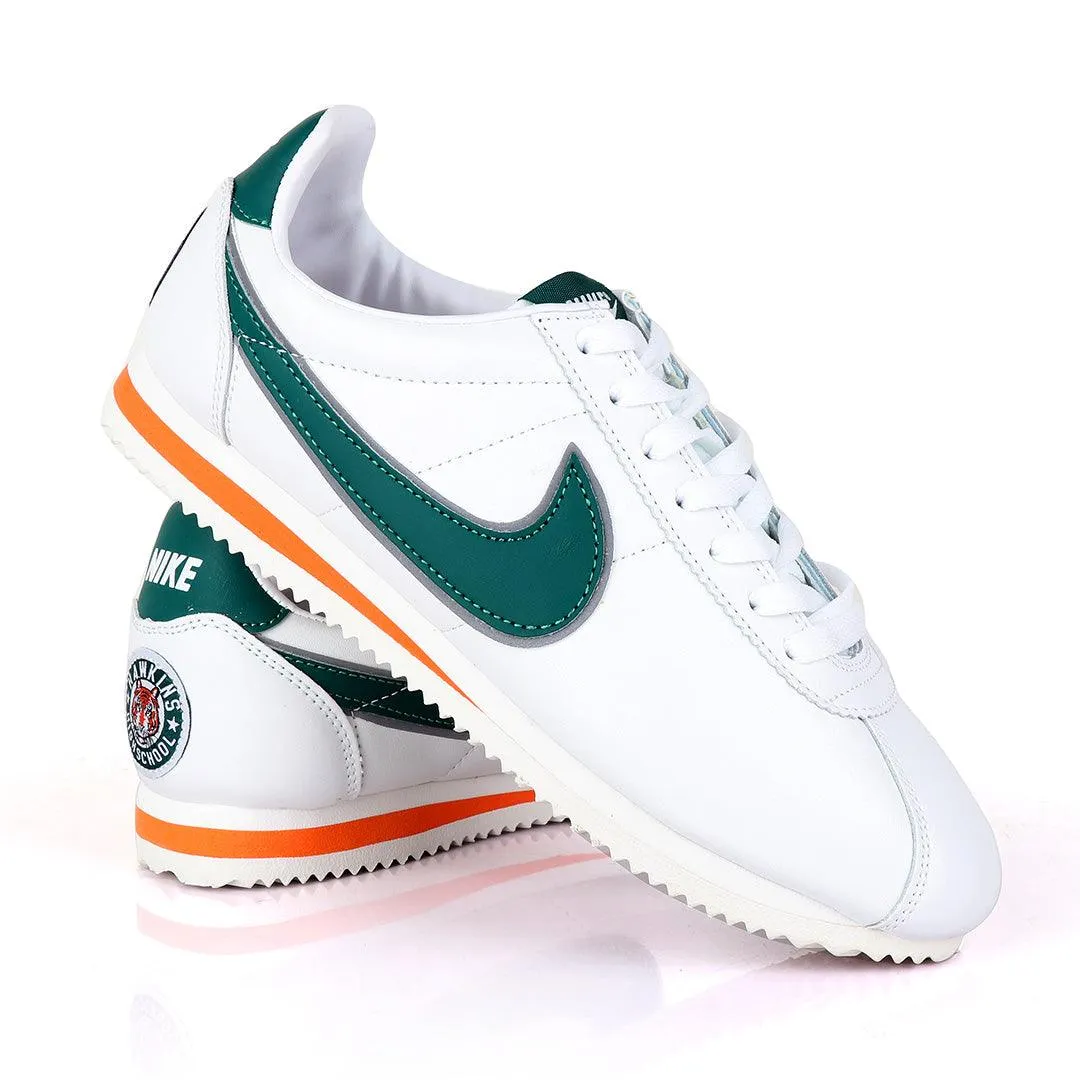 Classic Nk Cortez Hawkins Prem  White and Green Sneakers