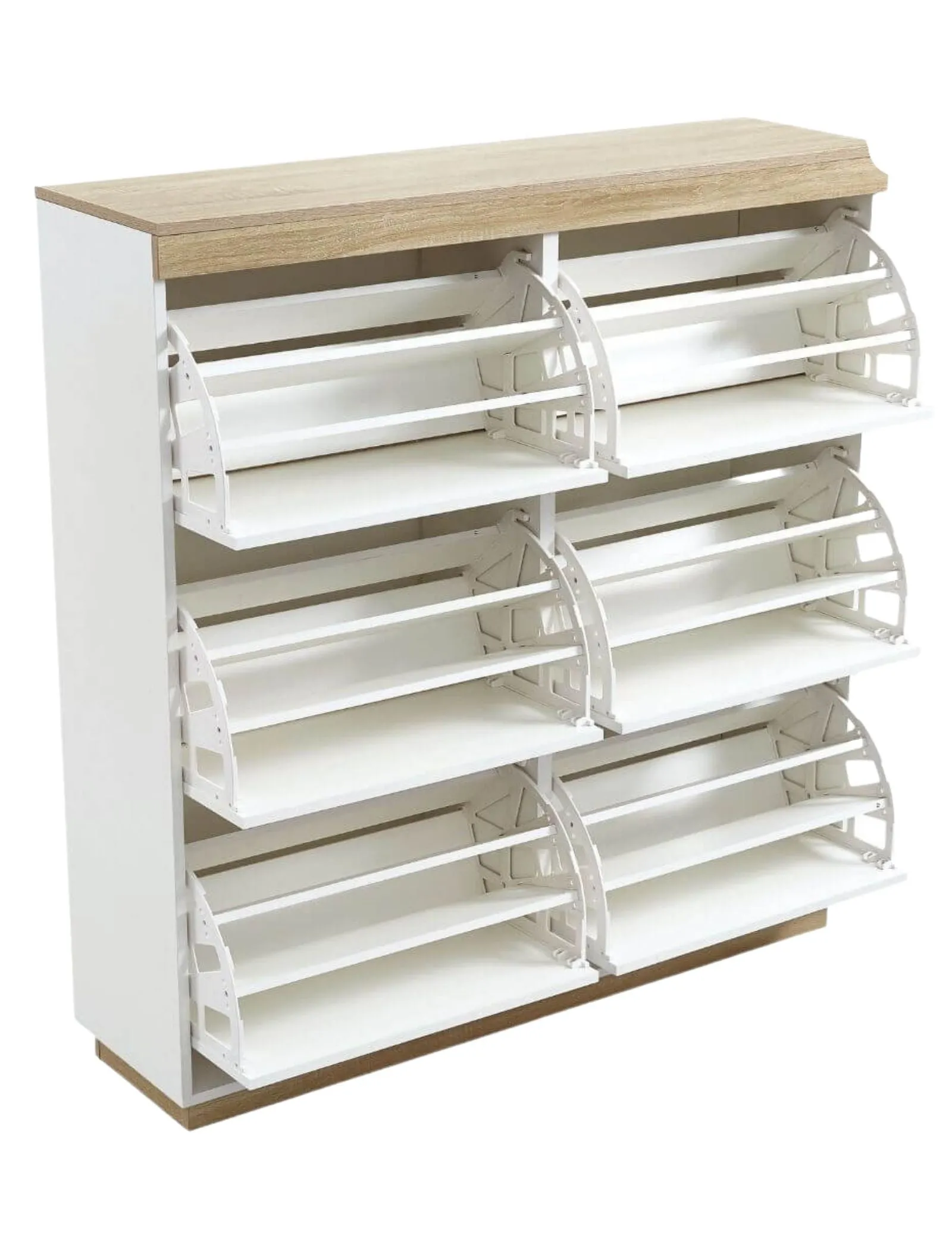 Coastal White Oak Large Shoe Cabinet Storage Shelf