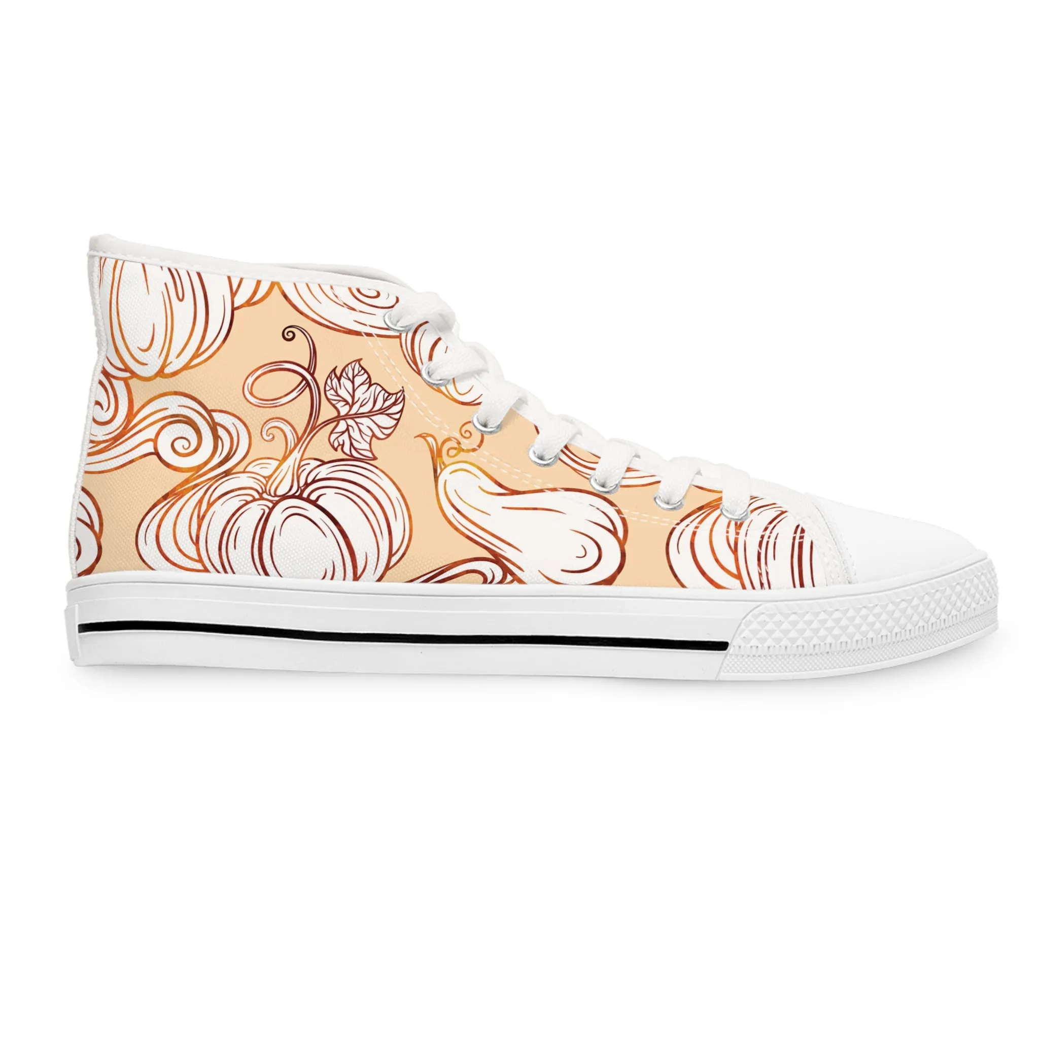 Colorful Autumn Pumpkin and Maple Leaves Women's High Top Sneakers