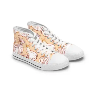 Colorful Autumn Pumpkin and Maple Leaves Women's High Top Sneakers