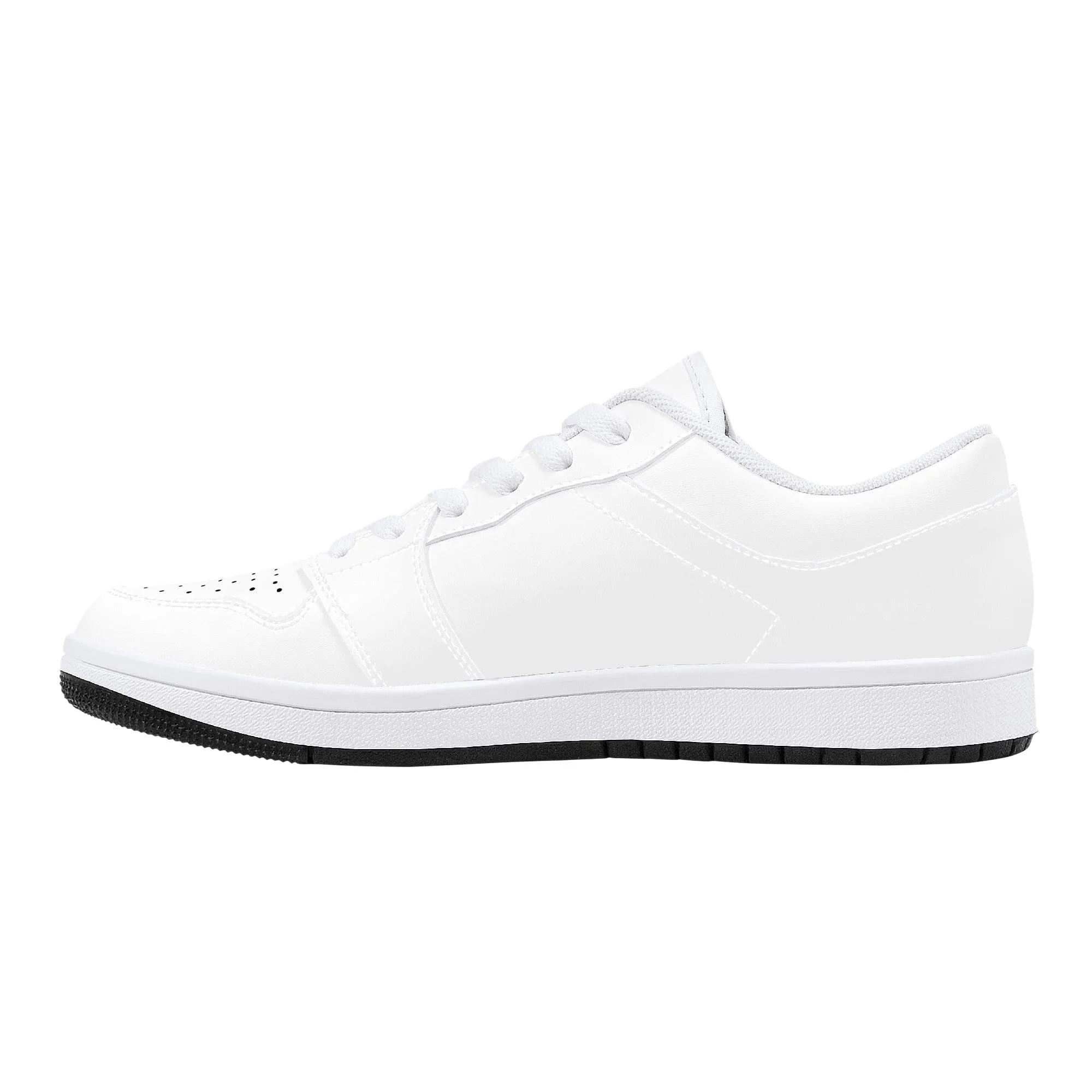 Custom Low Top Leather Sneakers -White D15