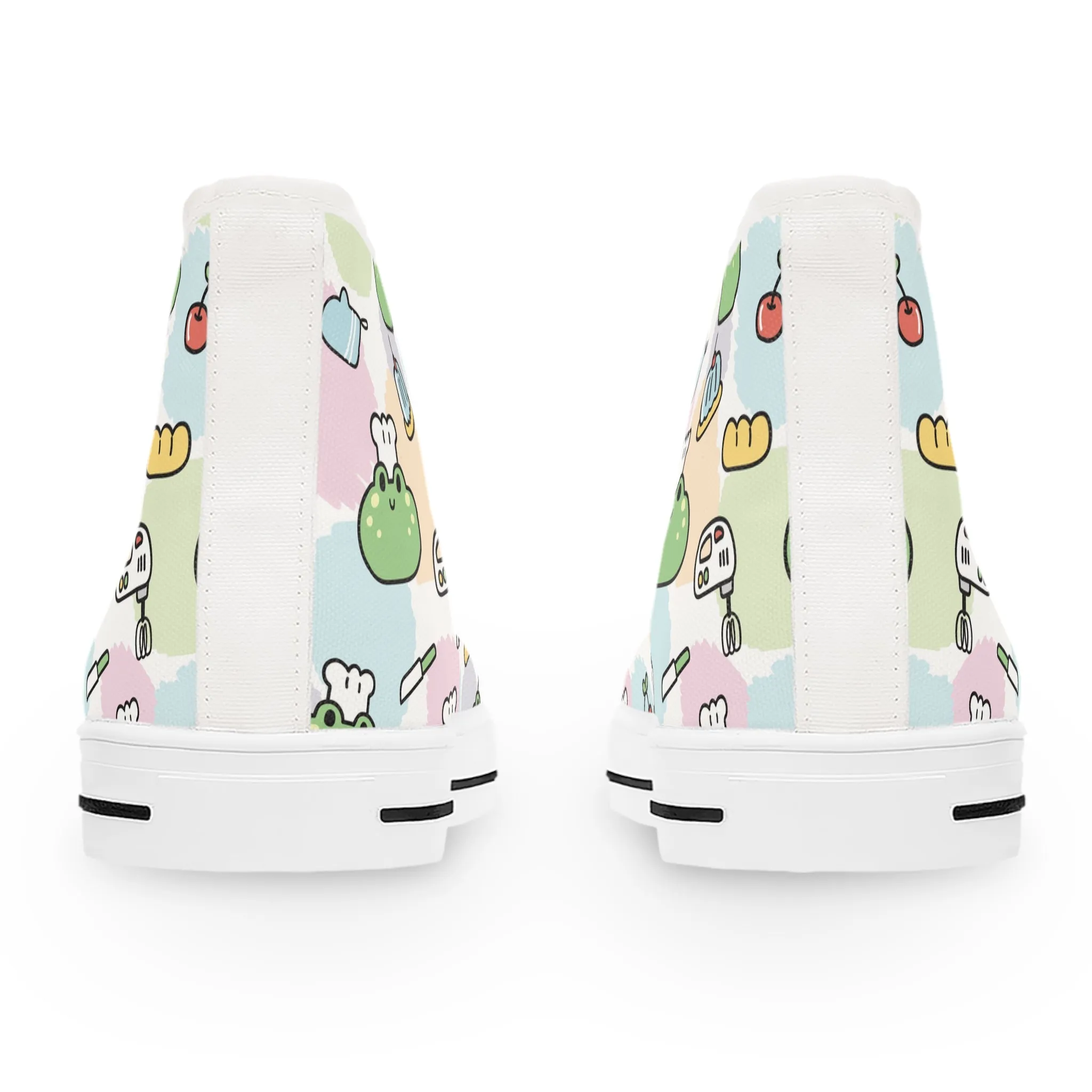 Cute Frog and Mixer Colorful Women's High Top Sneakers