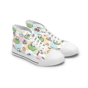 Cute Frog and Mixer Colorful Women's High Top Sneakers