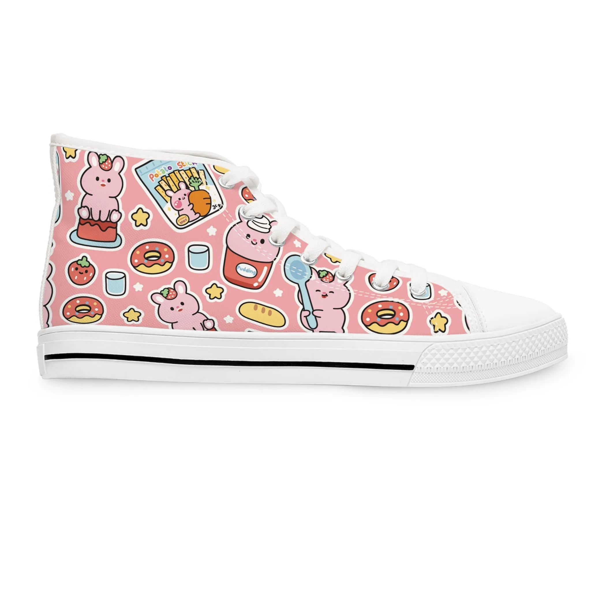 Cute Rabbit Ice Cream Women's High Top Sneakers