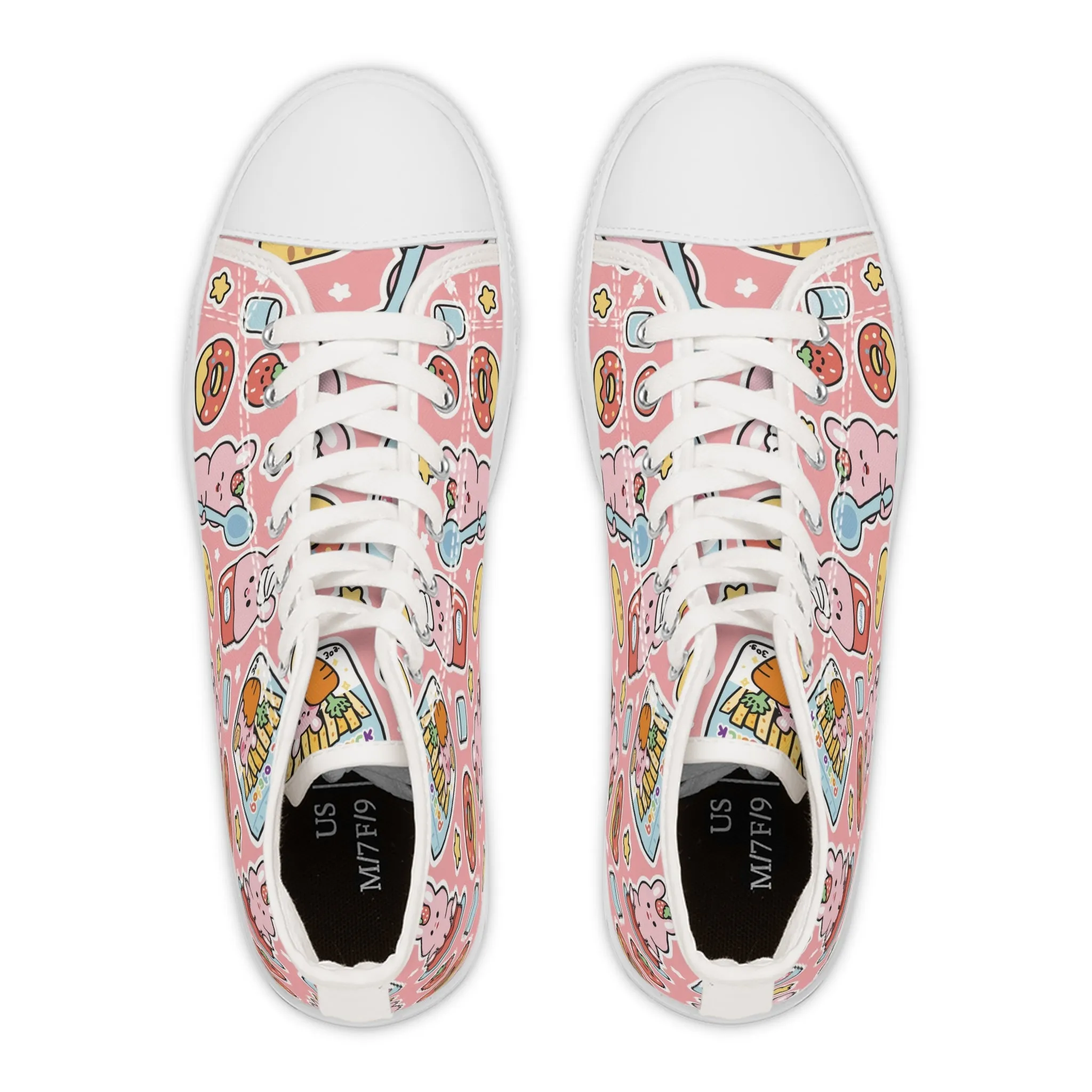 Cute Rabbit Ice Cream Women's High Top Sneakers