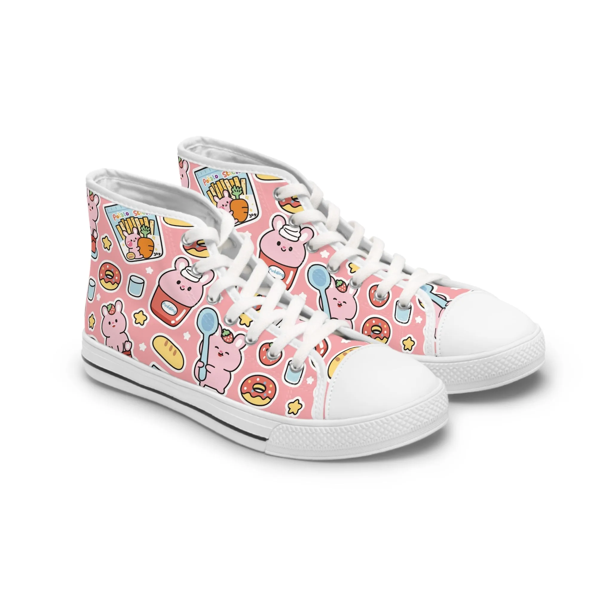 Cute Rabbit Ice Cream Women's High Top Sneakers