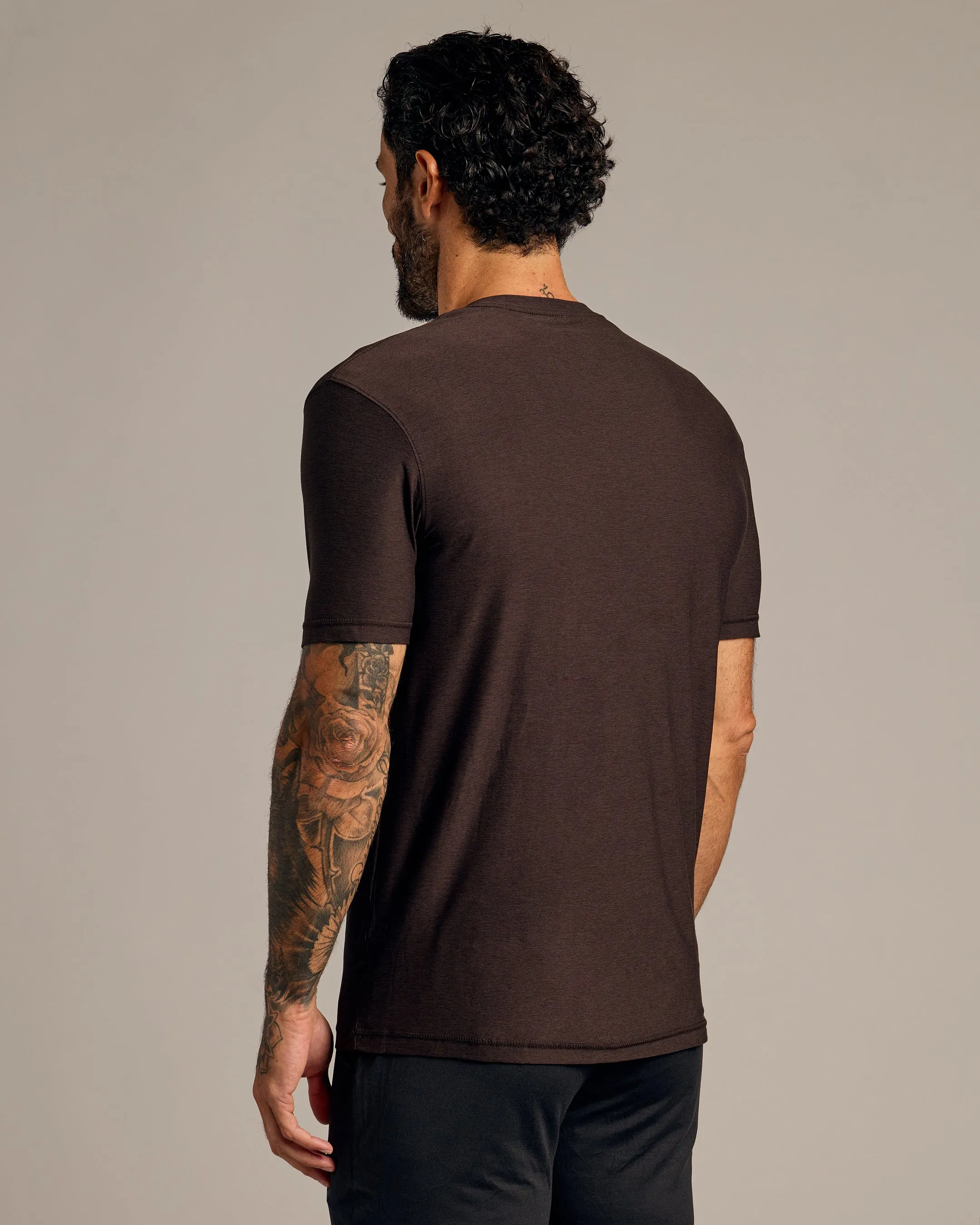 Dark Heather Cocoa Active Crew Neck Tee