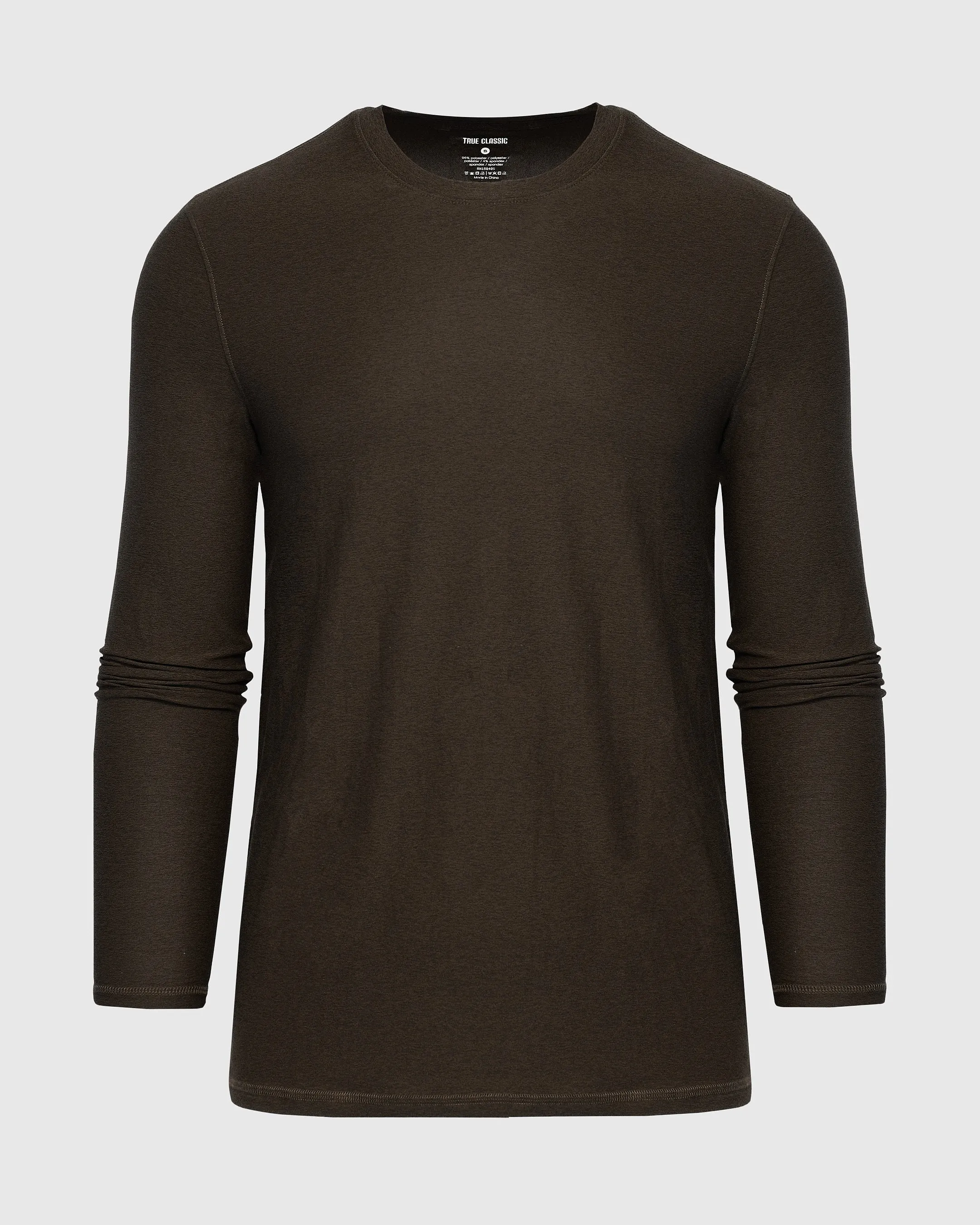 Dark Heather Cocoa Active Long Sleeve Crew T-Shirt