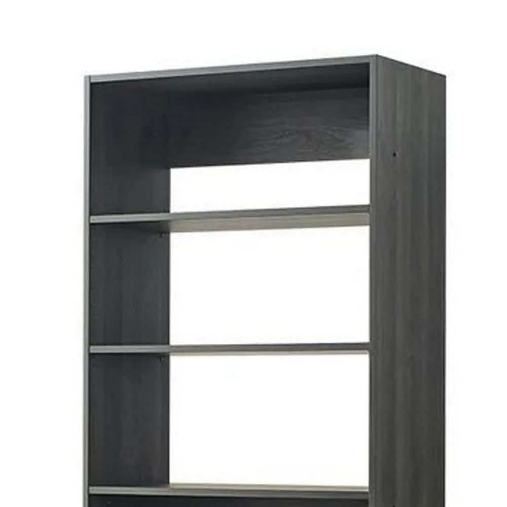 Dee Modular Closet System, 5 Tier Storage Shelves, Black Wood Finish By Casagear Home