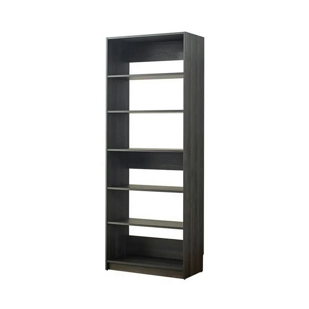 Dee Modular Closet System, 5 Tier Storage Shelves, Black Wood Finish By Casagear Home