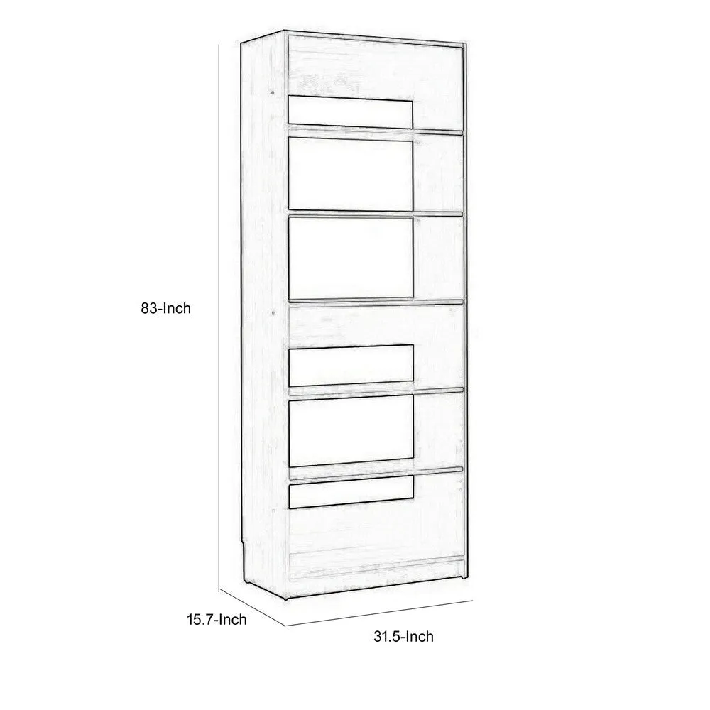 Dee Modular Closet System, 5 Tier Storage Shelves, Black Wood Finish By Casagear Home