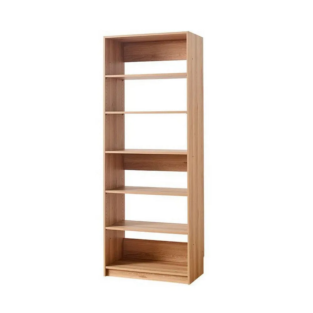 Dee Modular Closet System, 5 Tier Storage Shelves, Oak Brown Wood By Casagear Home