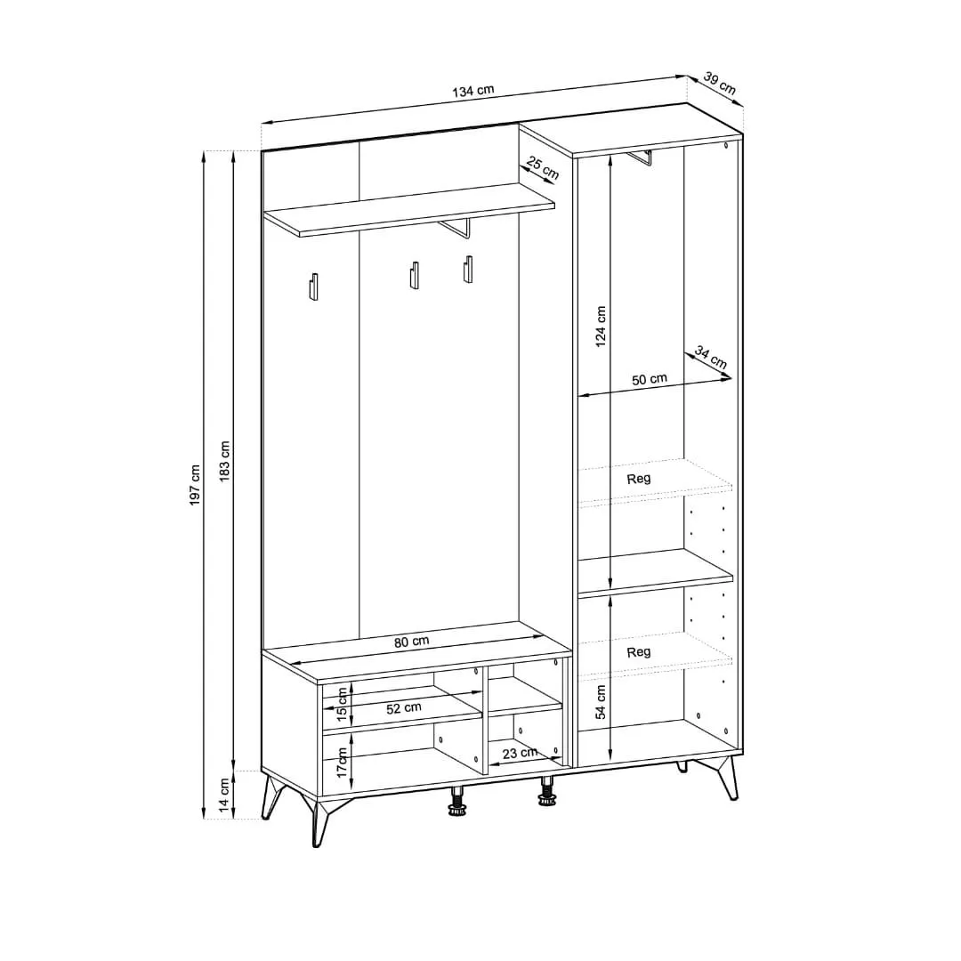 Diamond Hallway Set 134cm