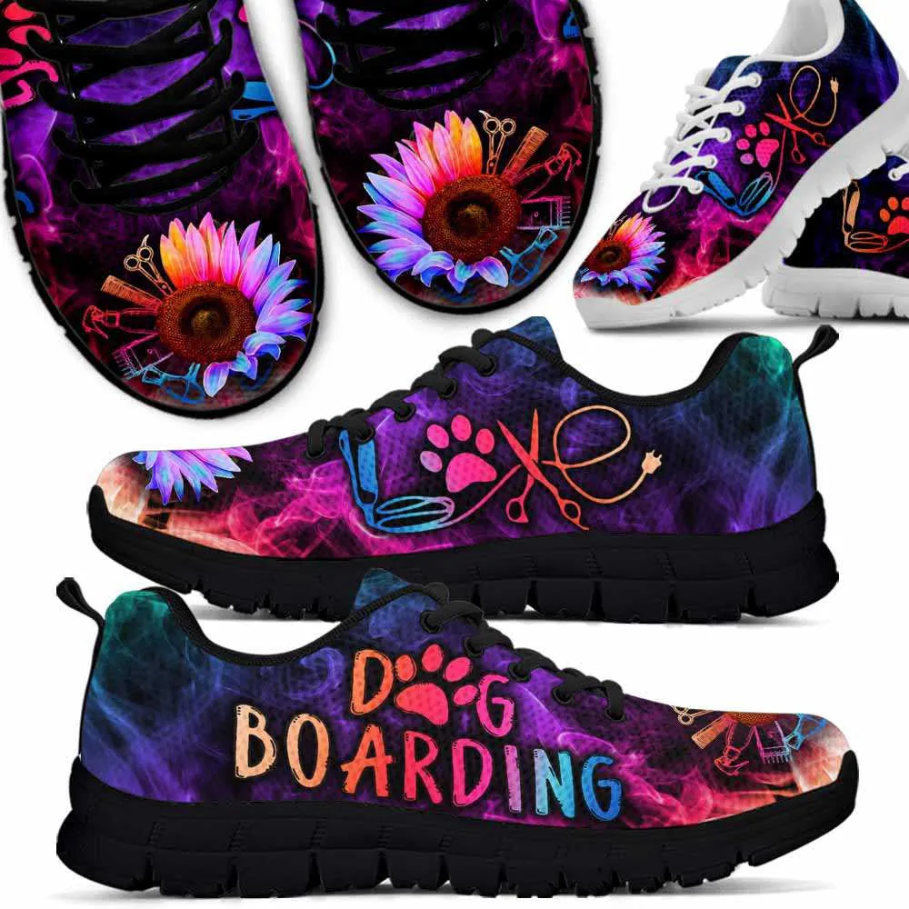 Dog Boarding Rainbow Sunflower Smoke Sneakers Shoes, Dog Print Shoes, Best Running Shoes, Unique Gifts For Dog Lovers