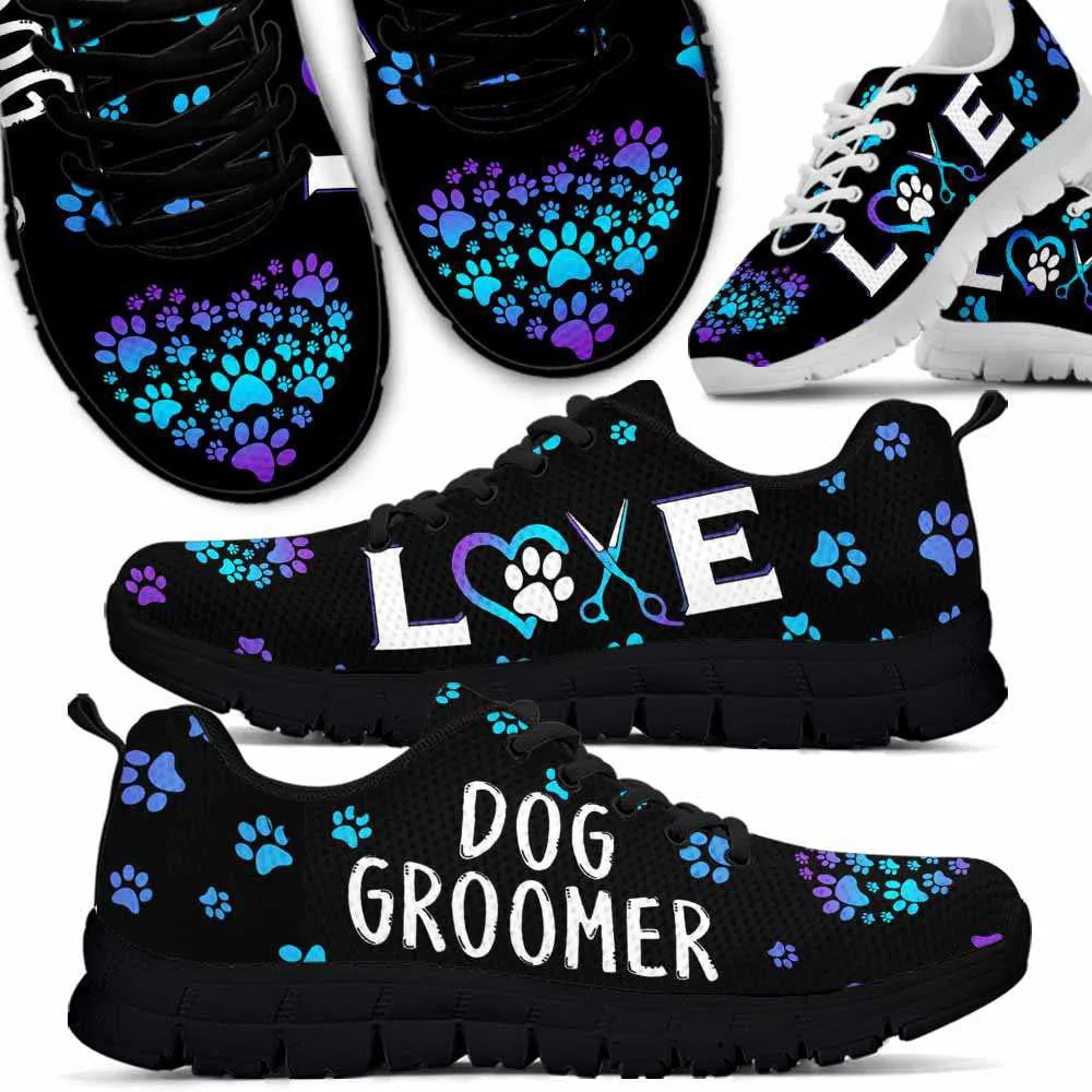 Dog Groomer Sneaker, Teal Purple Dog Groomer Paw Love Dog Groomer Sneakers Shoes, Best Running Shoes, Unique Gifts For Dog Lovers