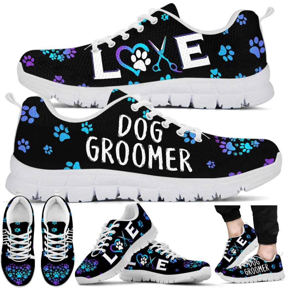 Dog Groomer Sneaker, Teal Purple Dog Groomer Paw Love Dog Groomer Sneakers Shoes, Best Running Shoes, Unique Gifts For Dog Lovers