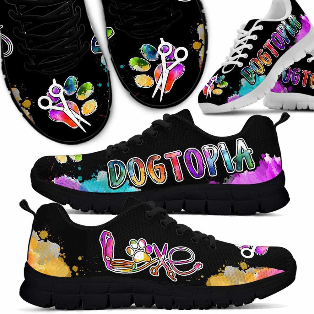 Dotopia Colorful Watercolor Sneakers Shoes, Dog Print Shoes, Best Running Shoes, Unique Gifts For Dog Lovers