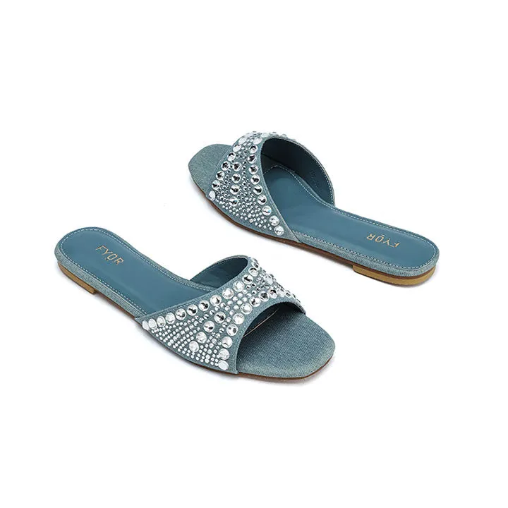 Embellished Diamante Denim Sandal MY 310