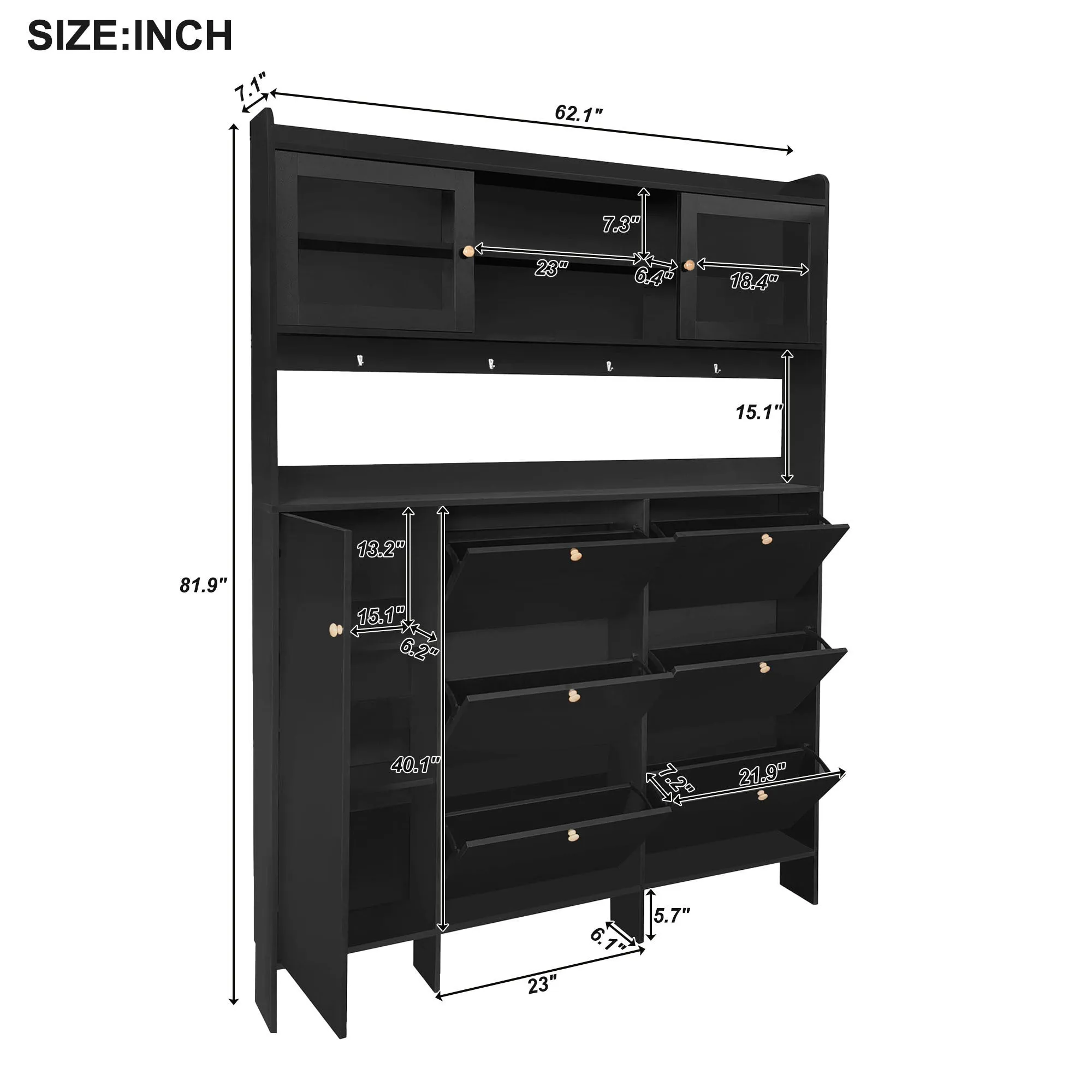 Felix II Multifunctional Shoe Cabinet with Open Storage Platform - Black