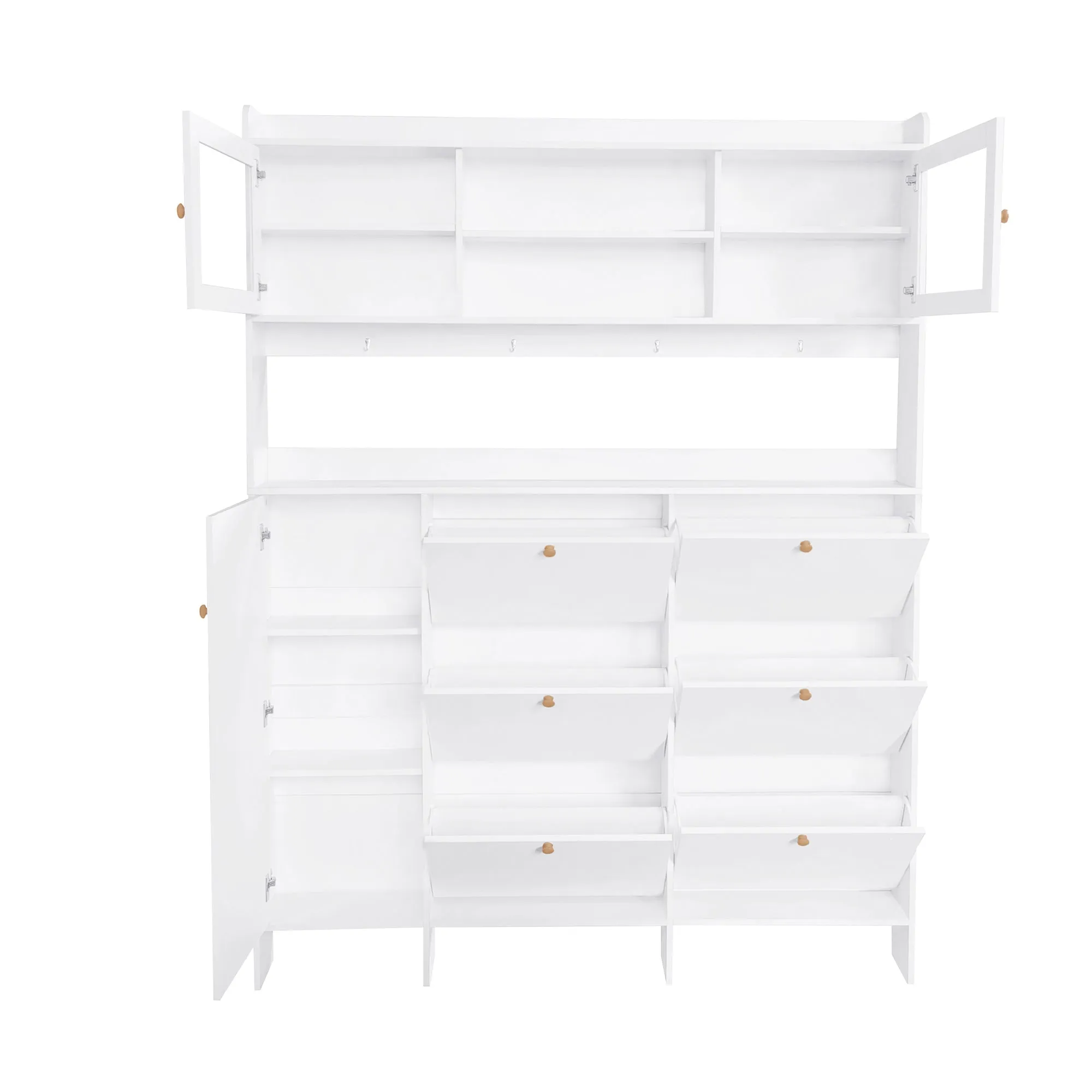 Felix II Multifunctional Shoe Cabinet with Open Storage Platform - White