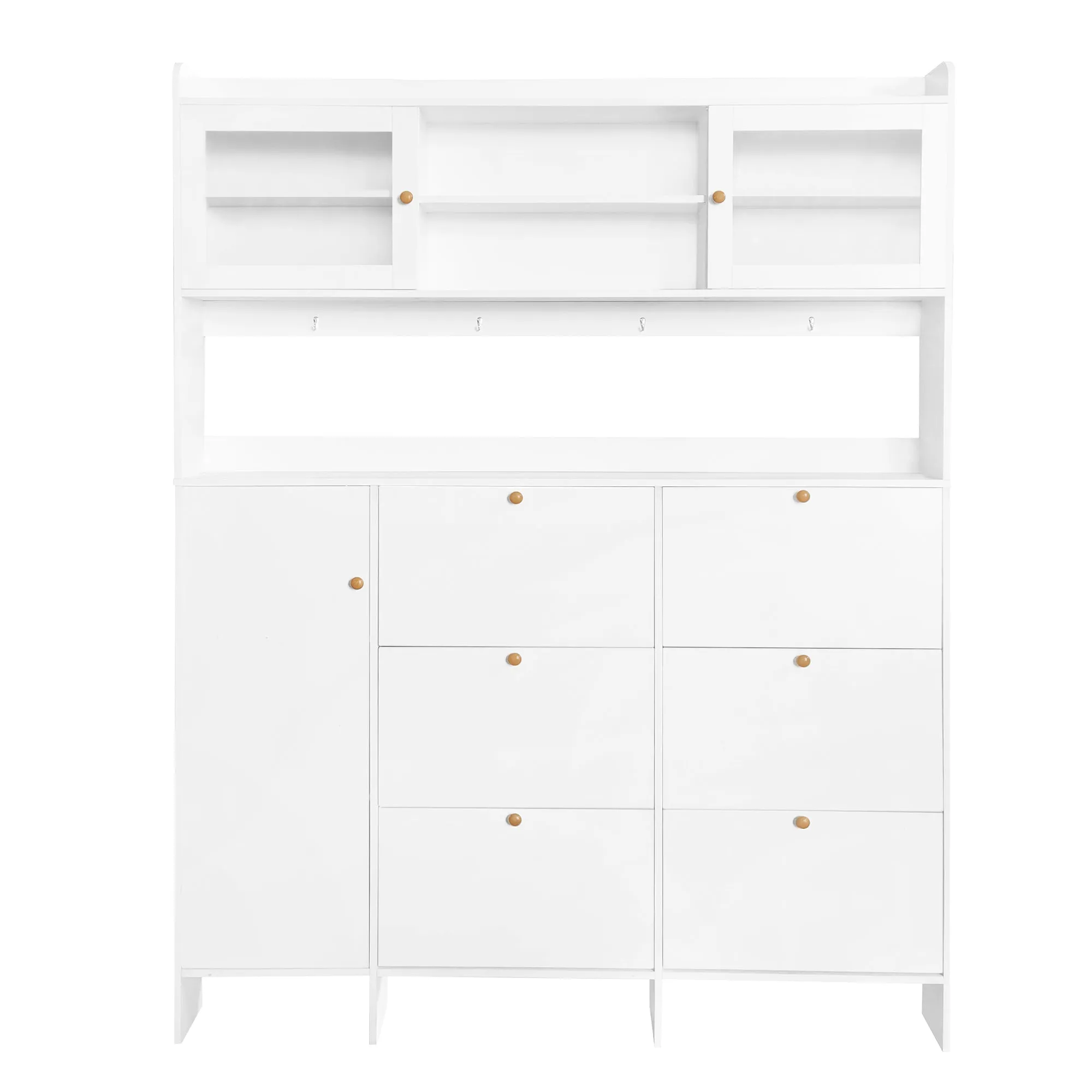 Felix II Multifunctional Shoe Cabinet with Open Storage Platform - White