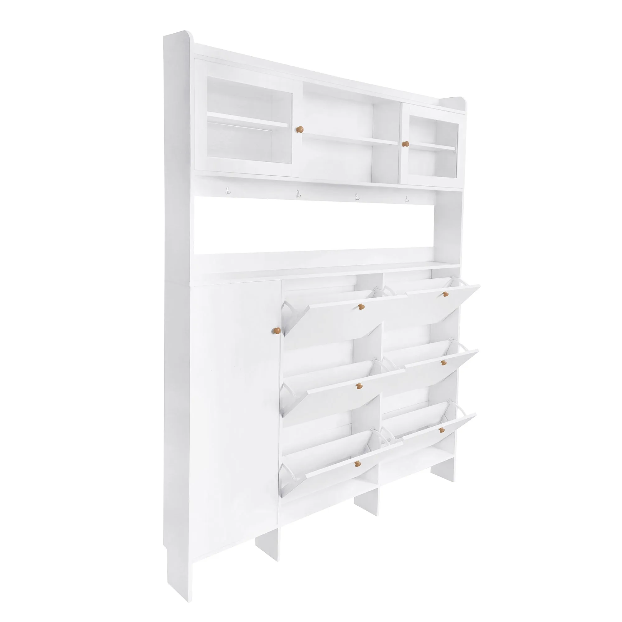 Felix II Multifunctional Shoe Cabinet with Open Storage Platform - White