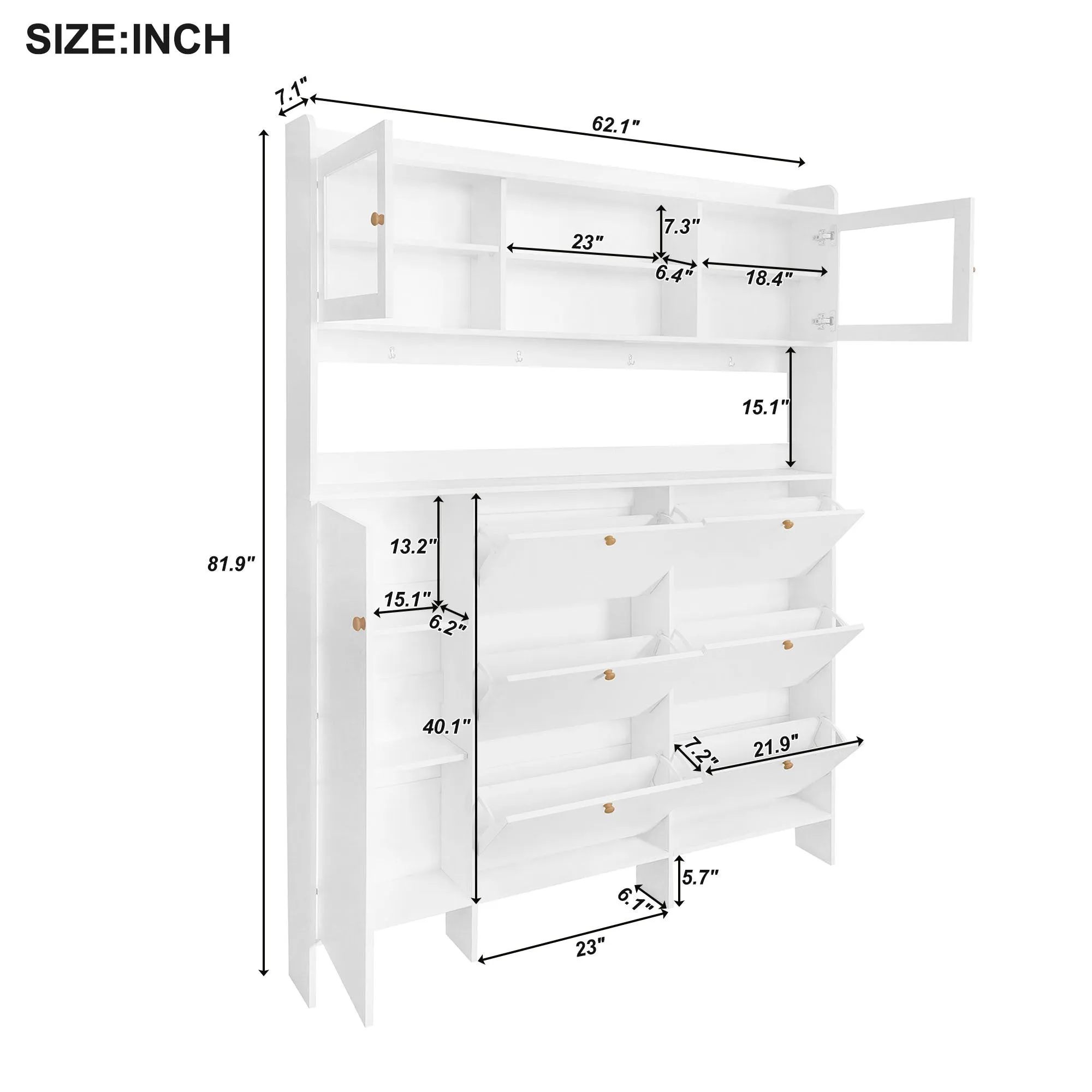 Felix II Multifunctional Shoe Cabinet with Open Storage Platform - White