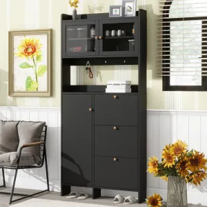 Felix III Shoe Cabinet with Open Storage Space - Black