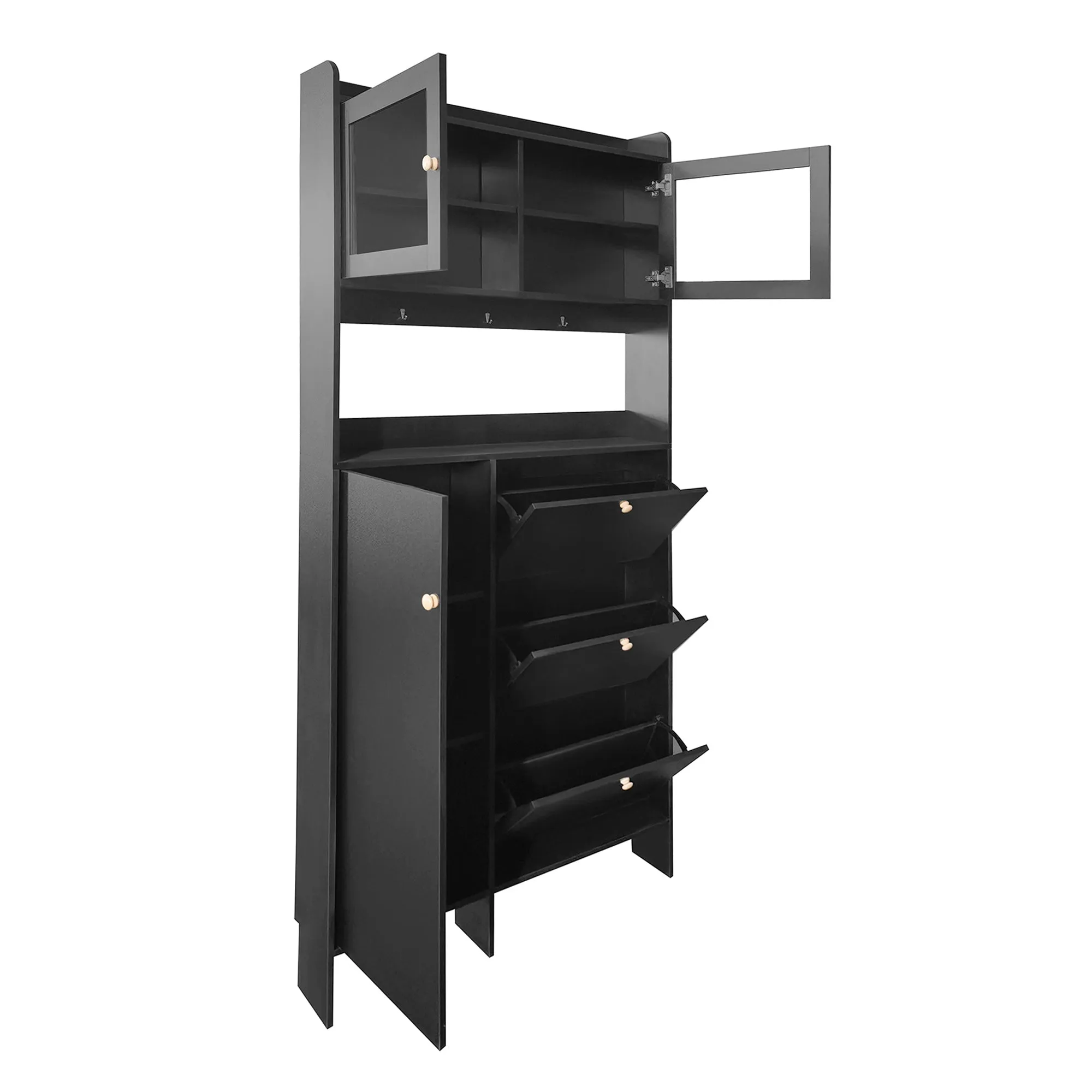 Felix III Shoe Cabinet with Open Storage Space - Black