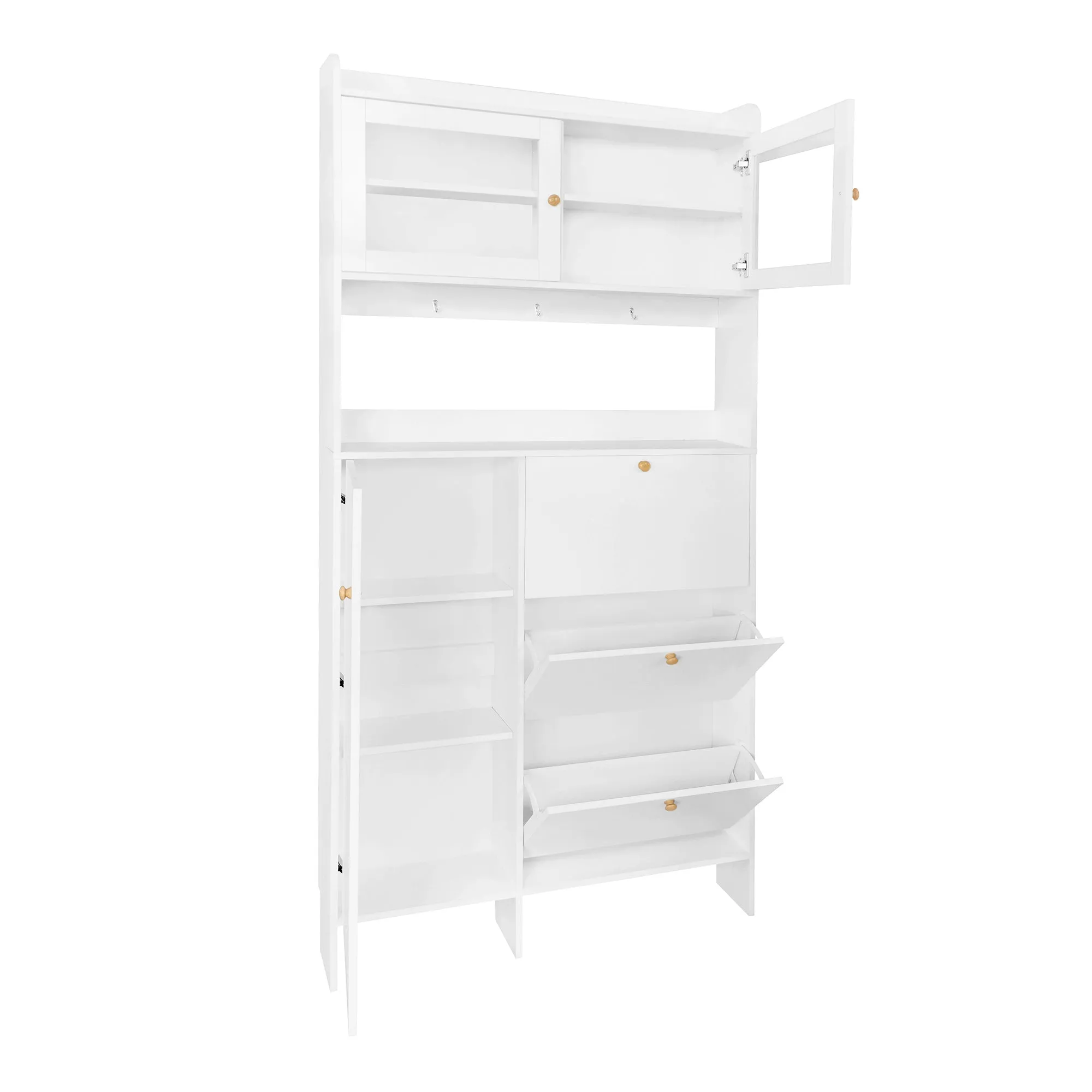 Felix III Shoe Cabinet with Open Storage Space - White