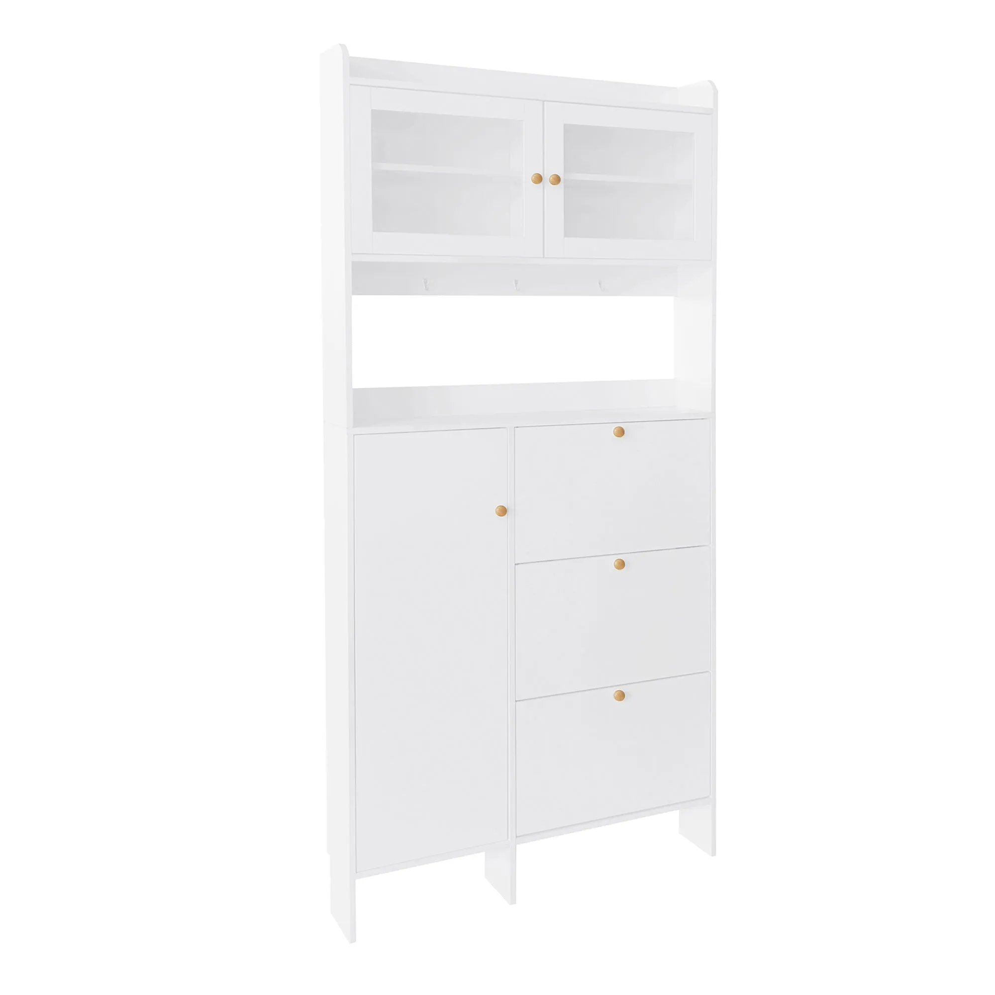 Felix III Shoe Cabinet with Open Storage Space - White