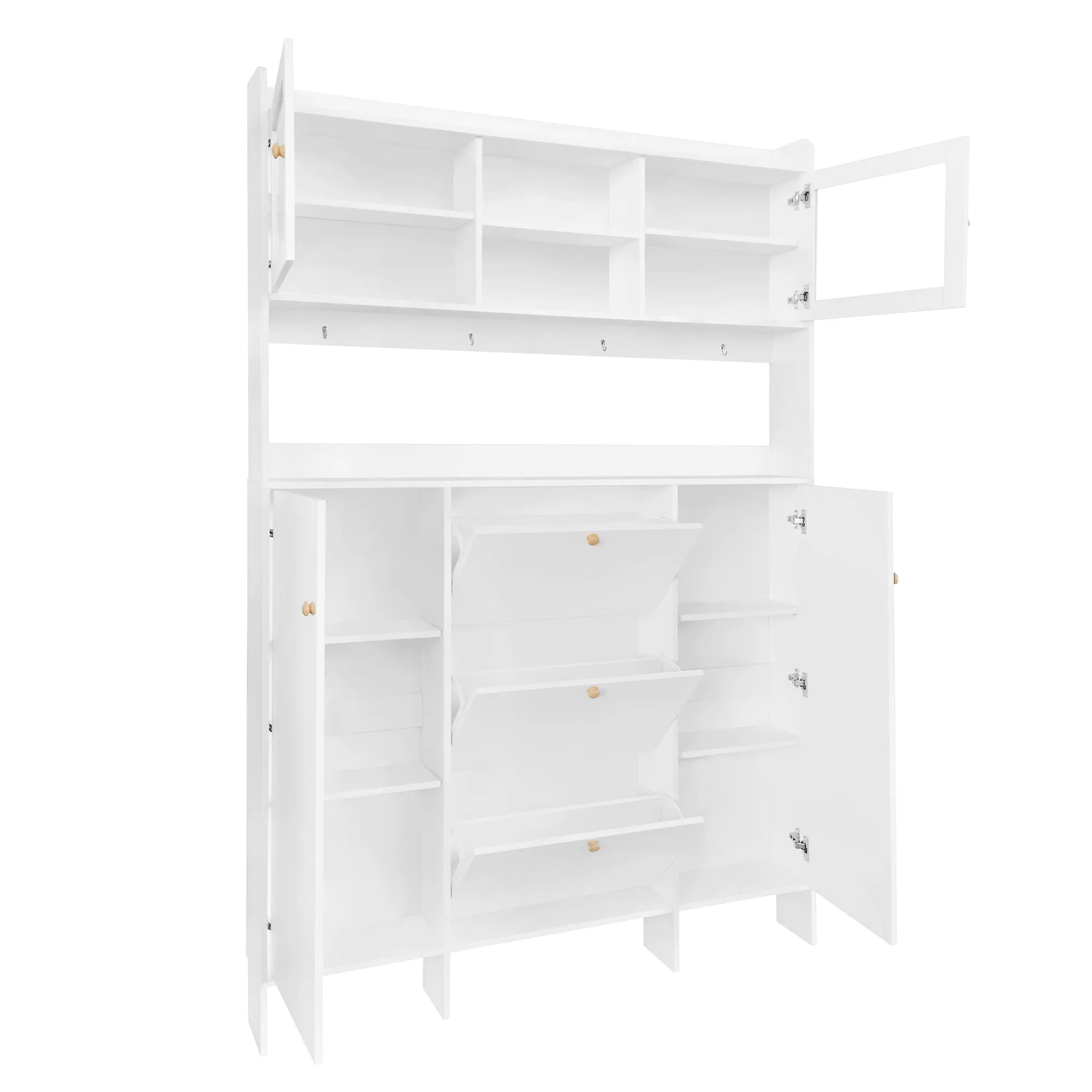 Felix Multifunctional Shoe Cabinet with Open Storage Platform - White