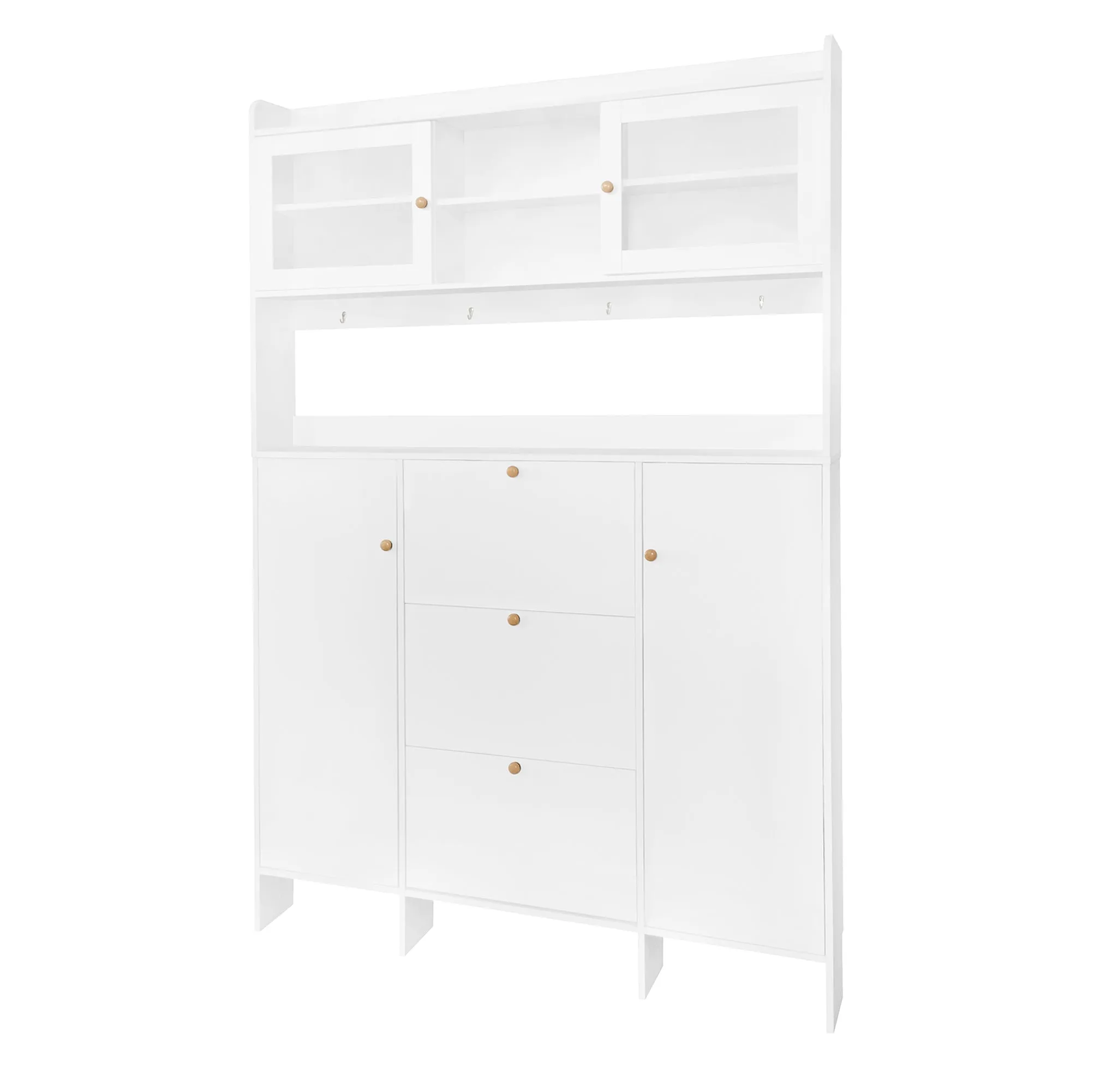 Felix Multifunctional Shoe Cabinet with Open Storage Platform - White