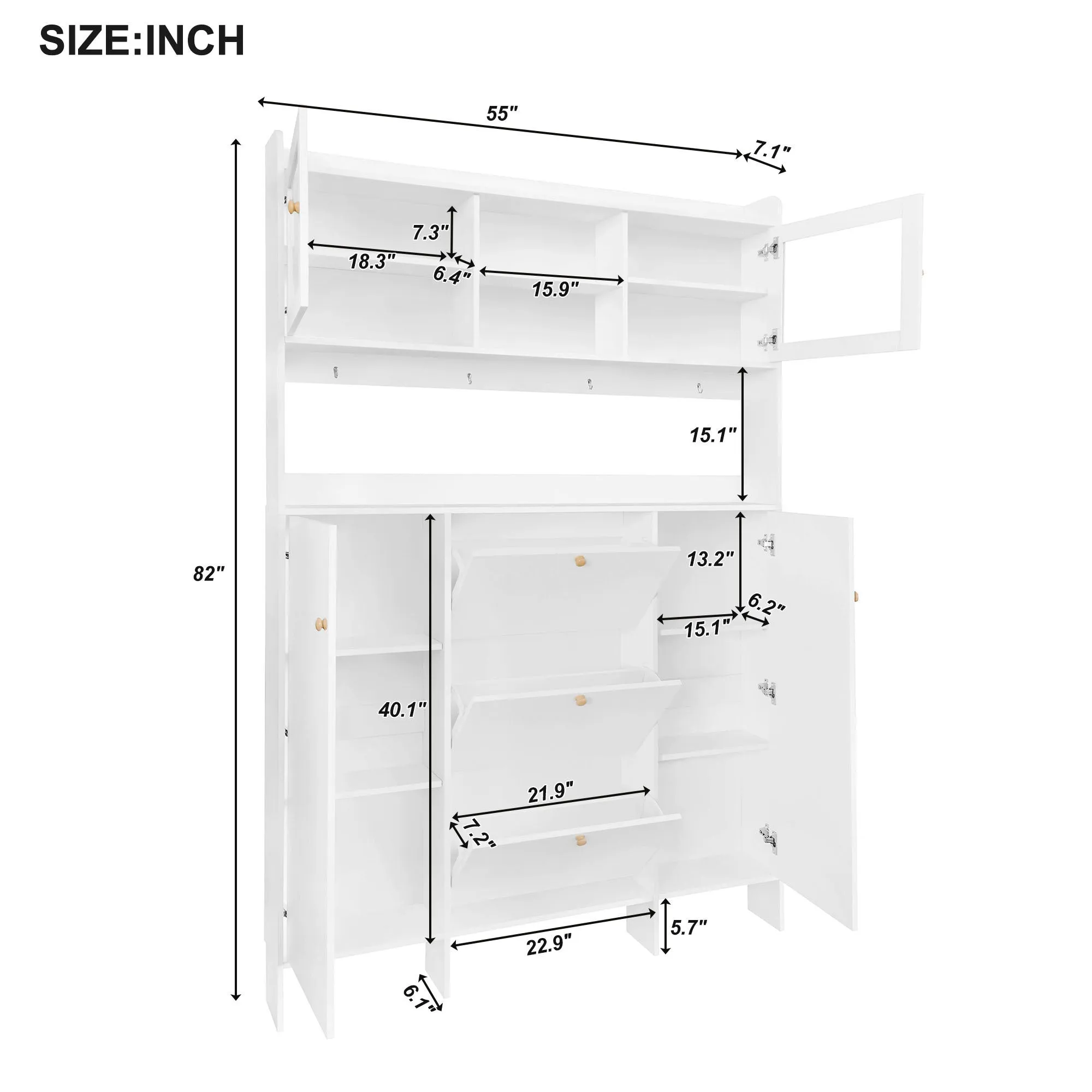 Felix Multifunctional Shoe Cabinet with Open Storage Platform - White