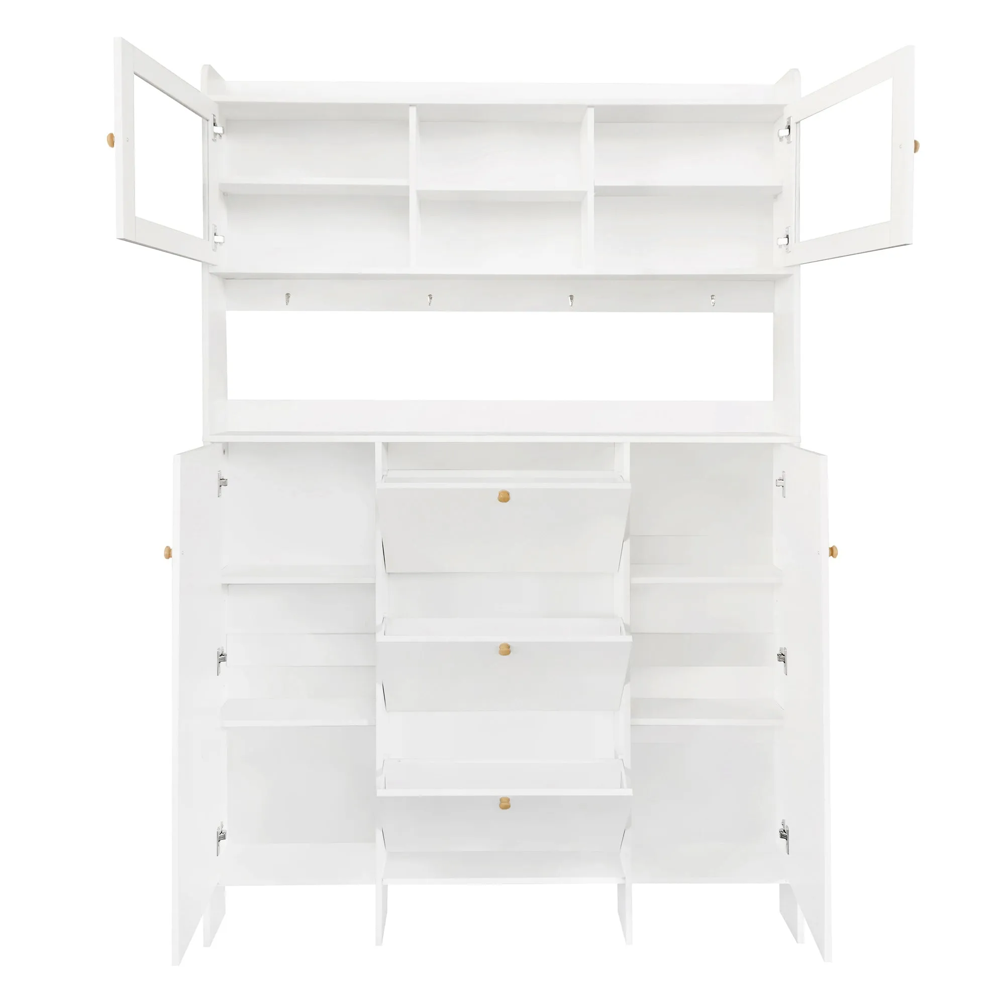 Felix Multifunctional Shoe Cabinet with Open Storage Platform - White