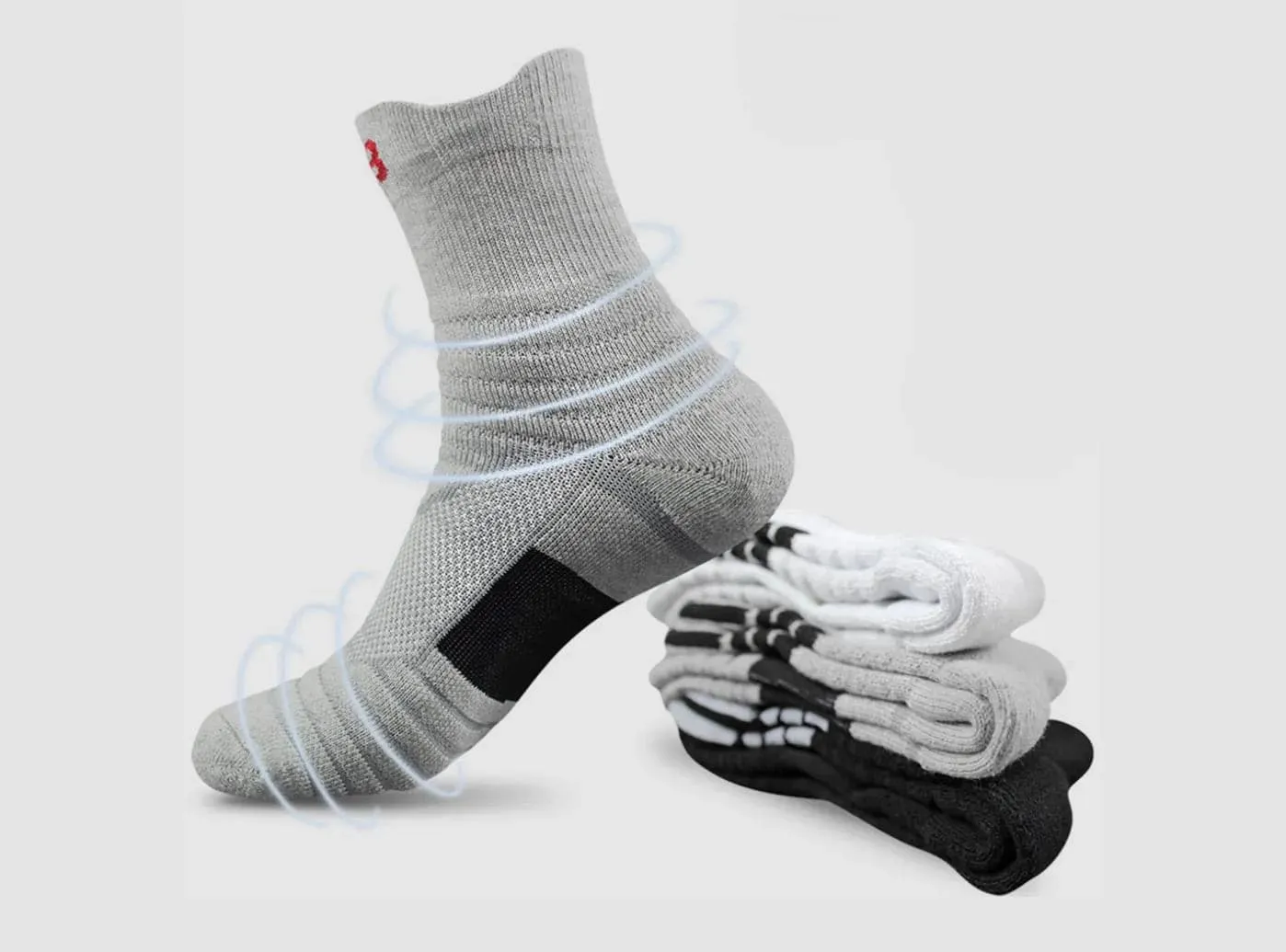 FitVille Men's PowerStride Quarter Socks 5-Pair Bundle