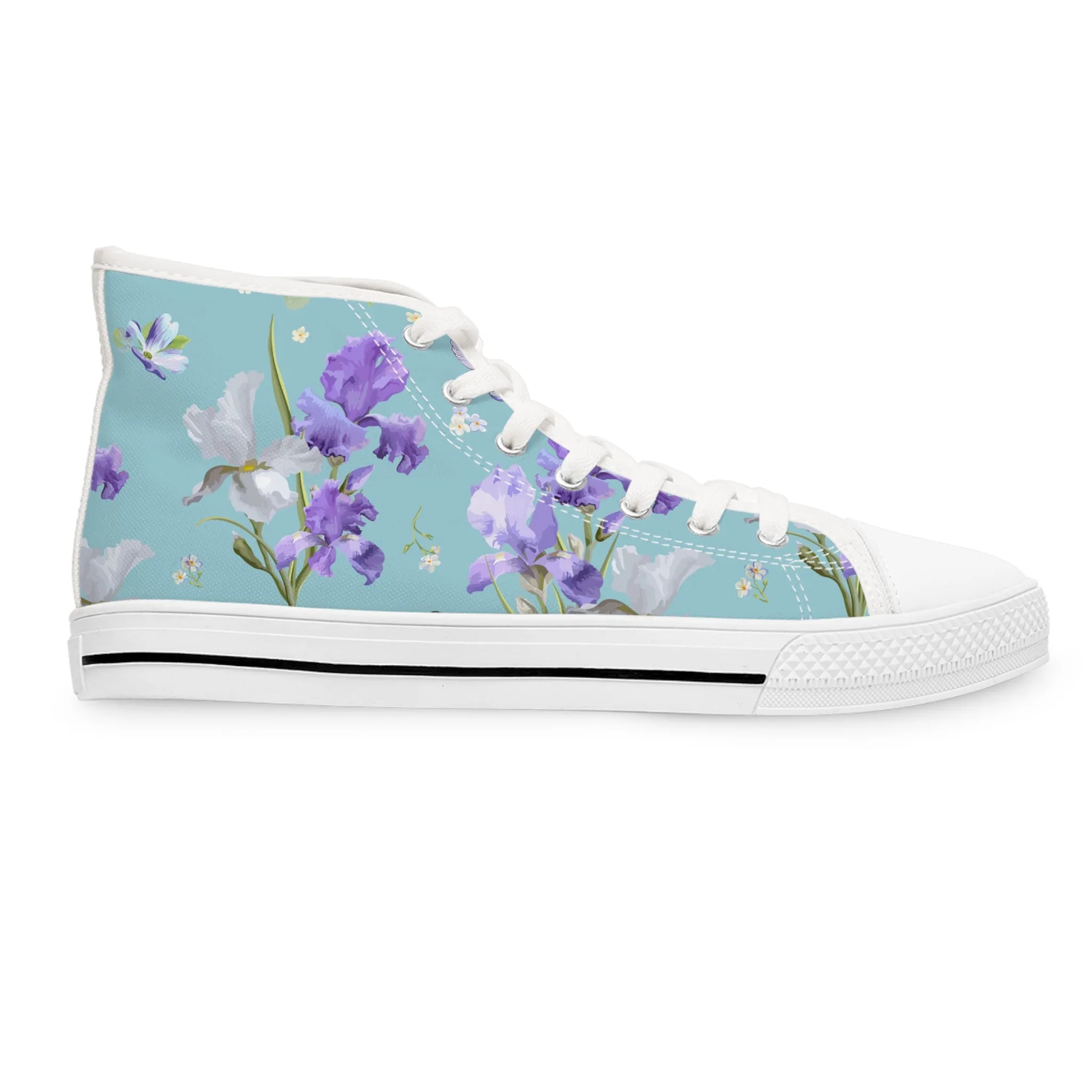 Floral Iris Flower Women's High Top Sneakers