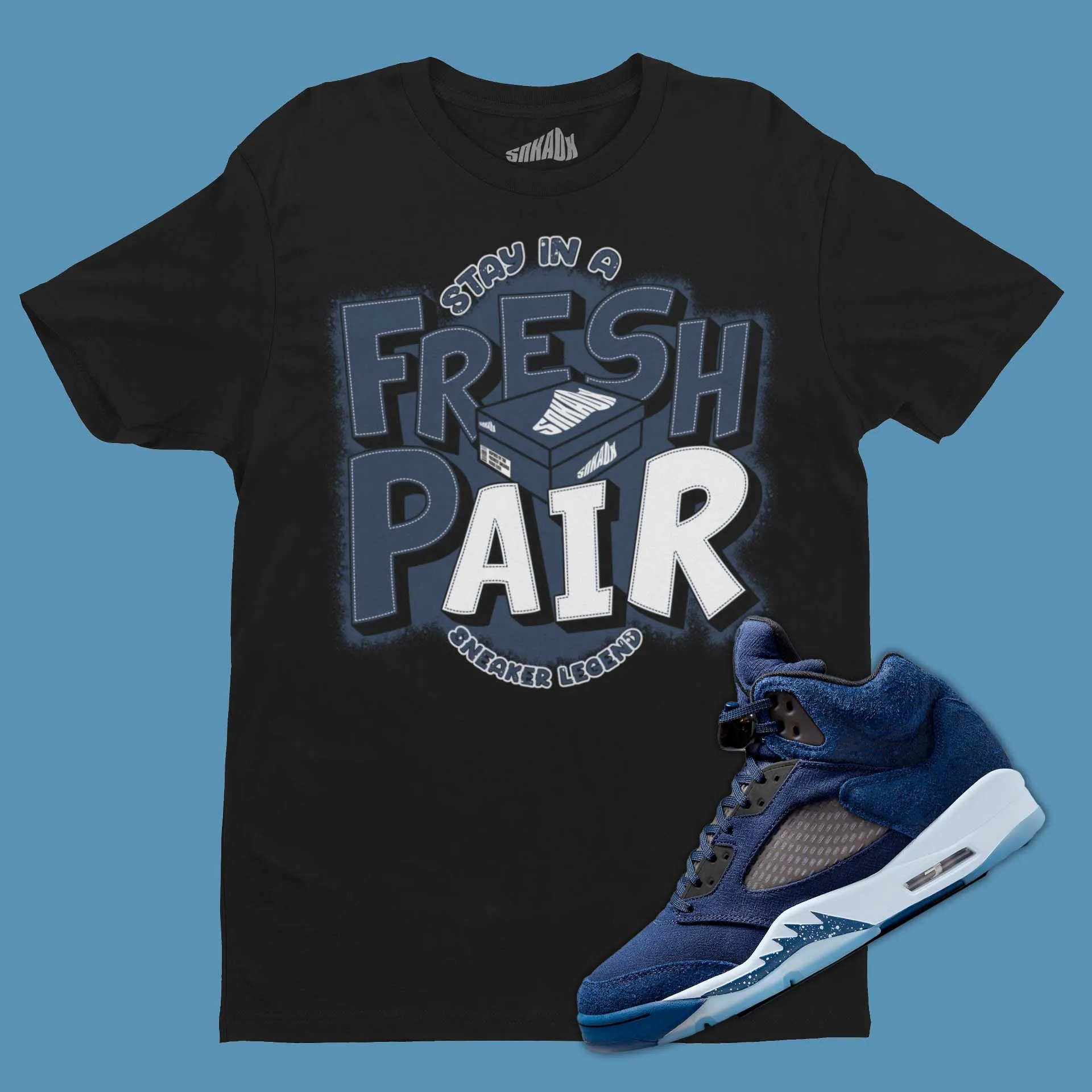 Fresh Pair T-Shirt Matching Air Jordan 5 Midnight Navy