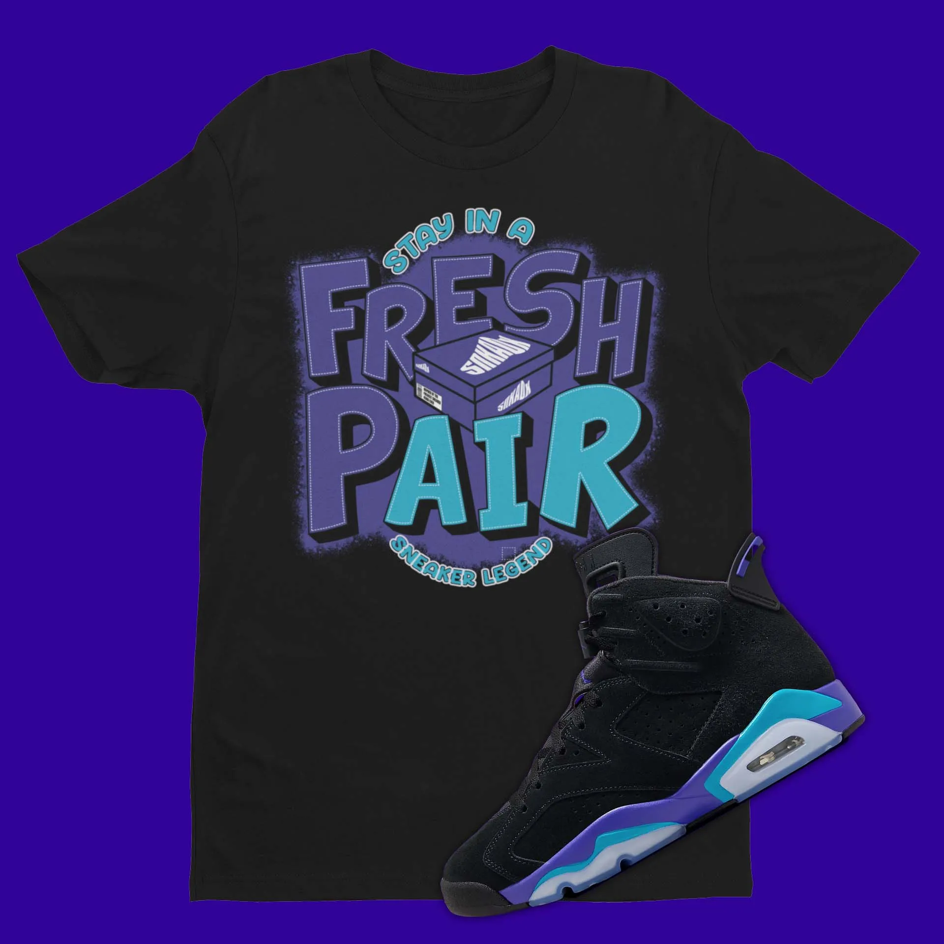 Fresh Pair T-Shirt Matching Air Jordan 6 Aqua