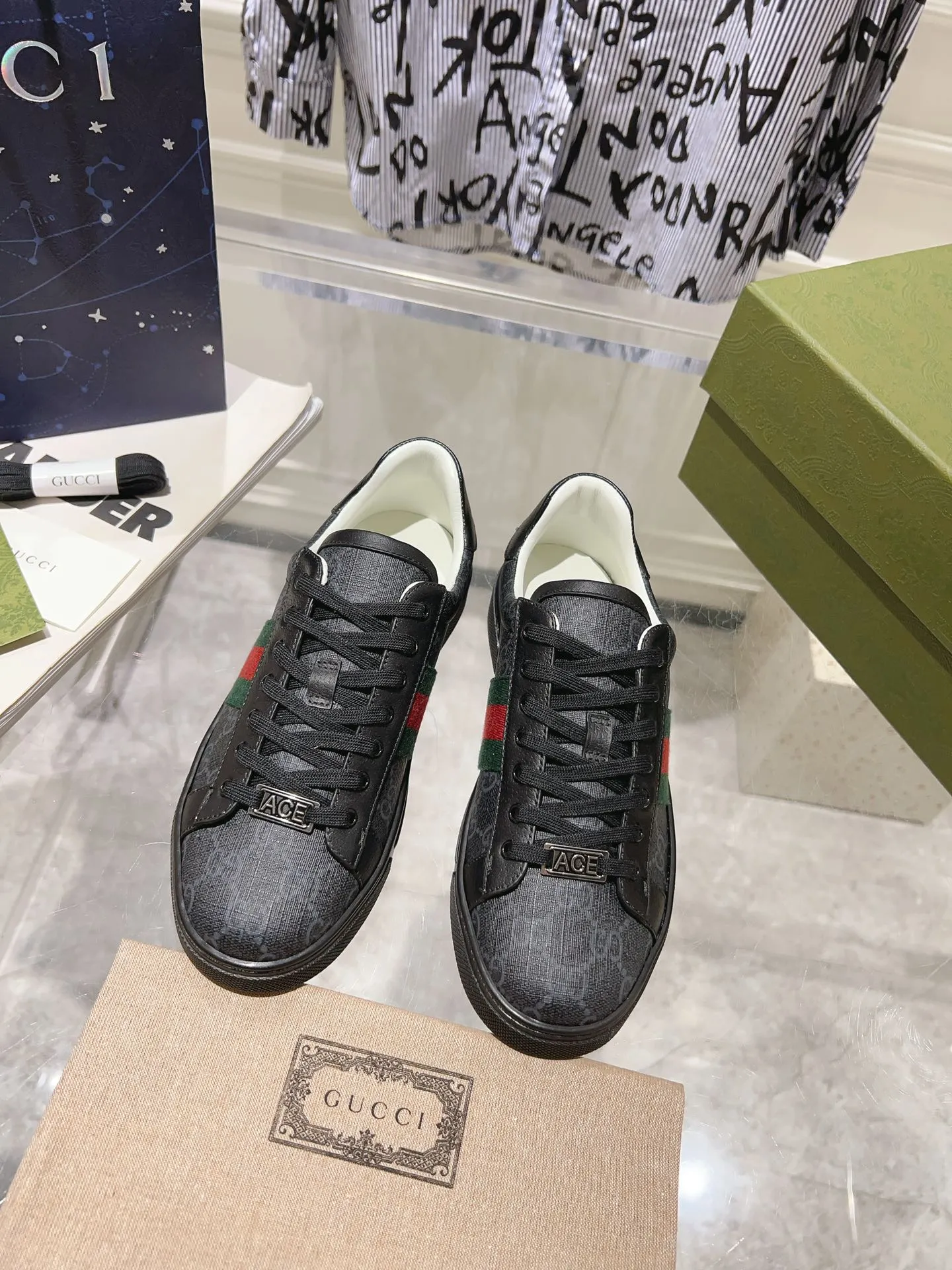 GCI Ace GG Crystal Canvas Black Sneakers-066