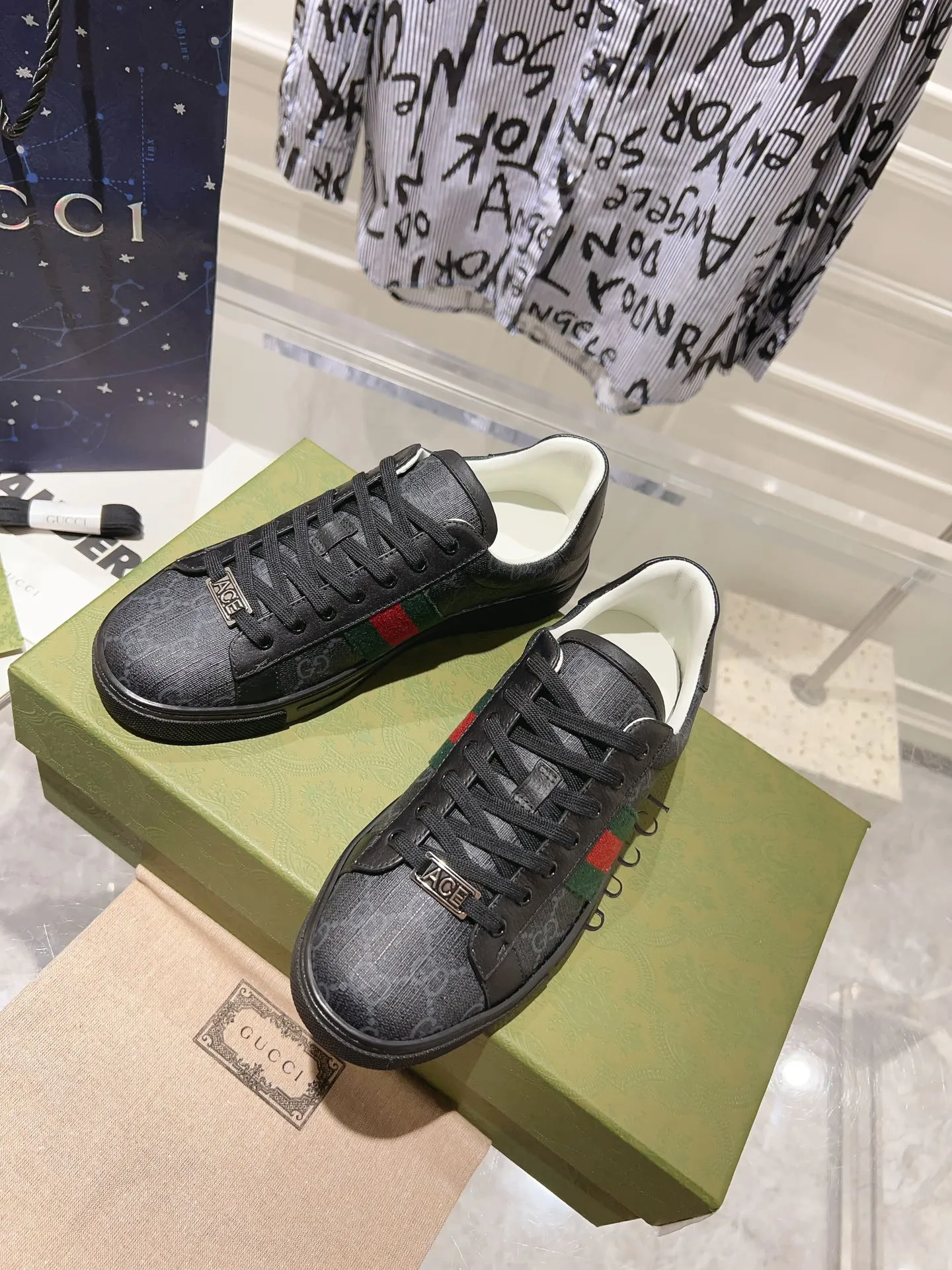 GCI Ace GG Crystal Canvas Black Sneakers-066